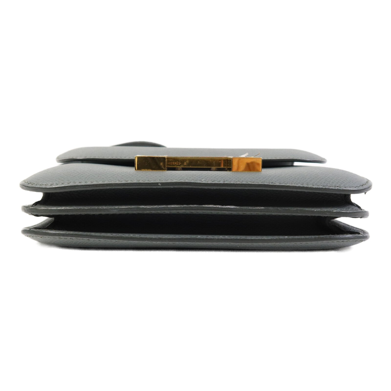HERMES Epsom皮革Constance Mini金扣肩背袋Bleu Orage