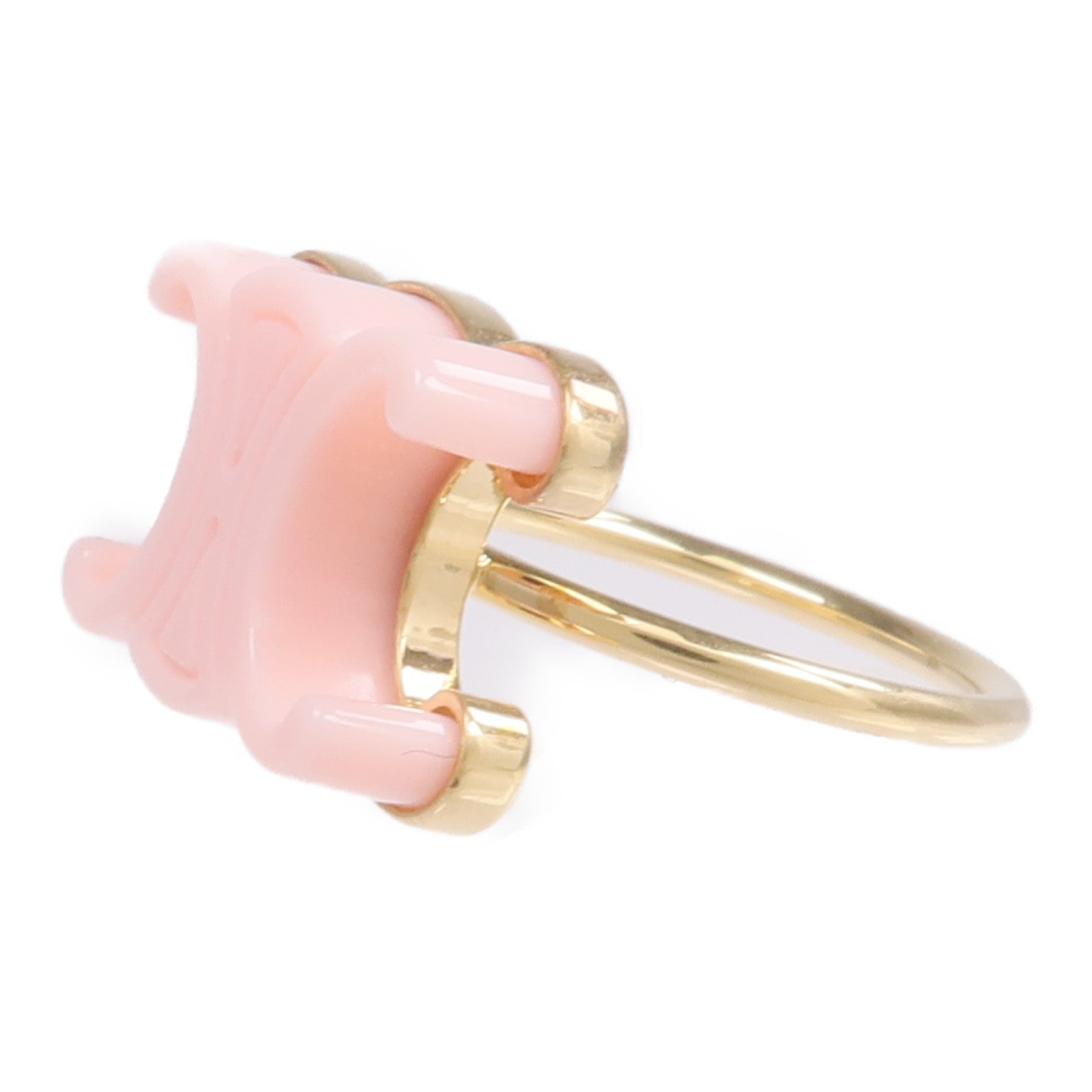 CELINE 金屬/有機玻璃Baby Triomphe Ring戒指US#6