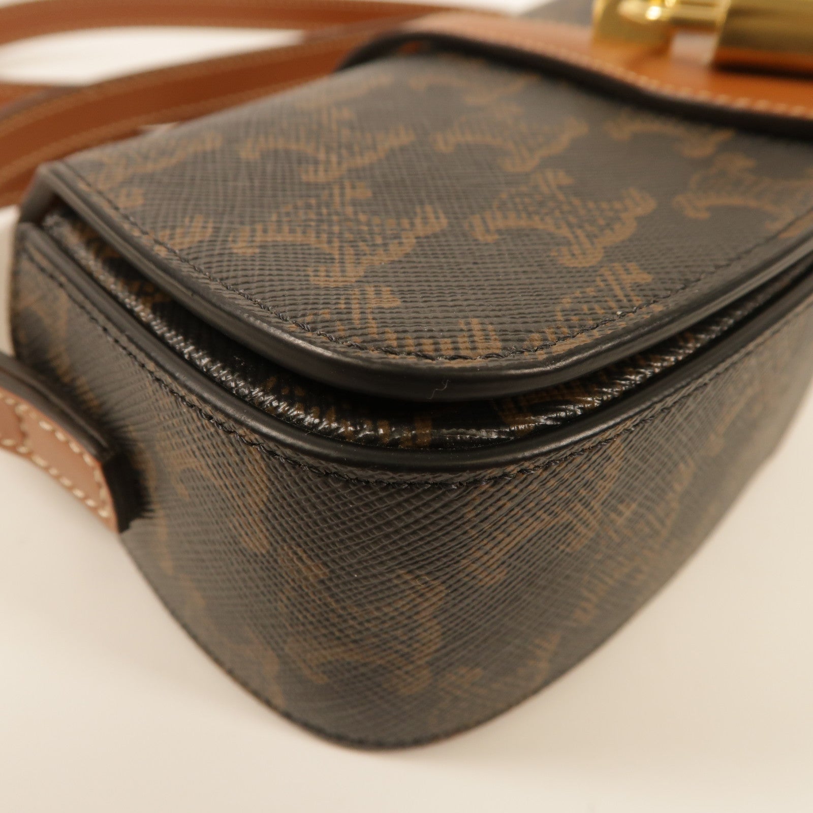 CELINE 塗層帆布Shoulder Bag金扣肩背袋