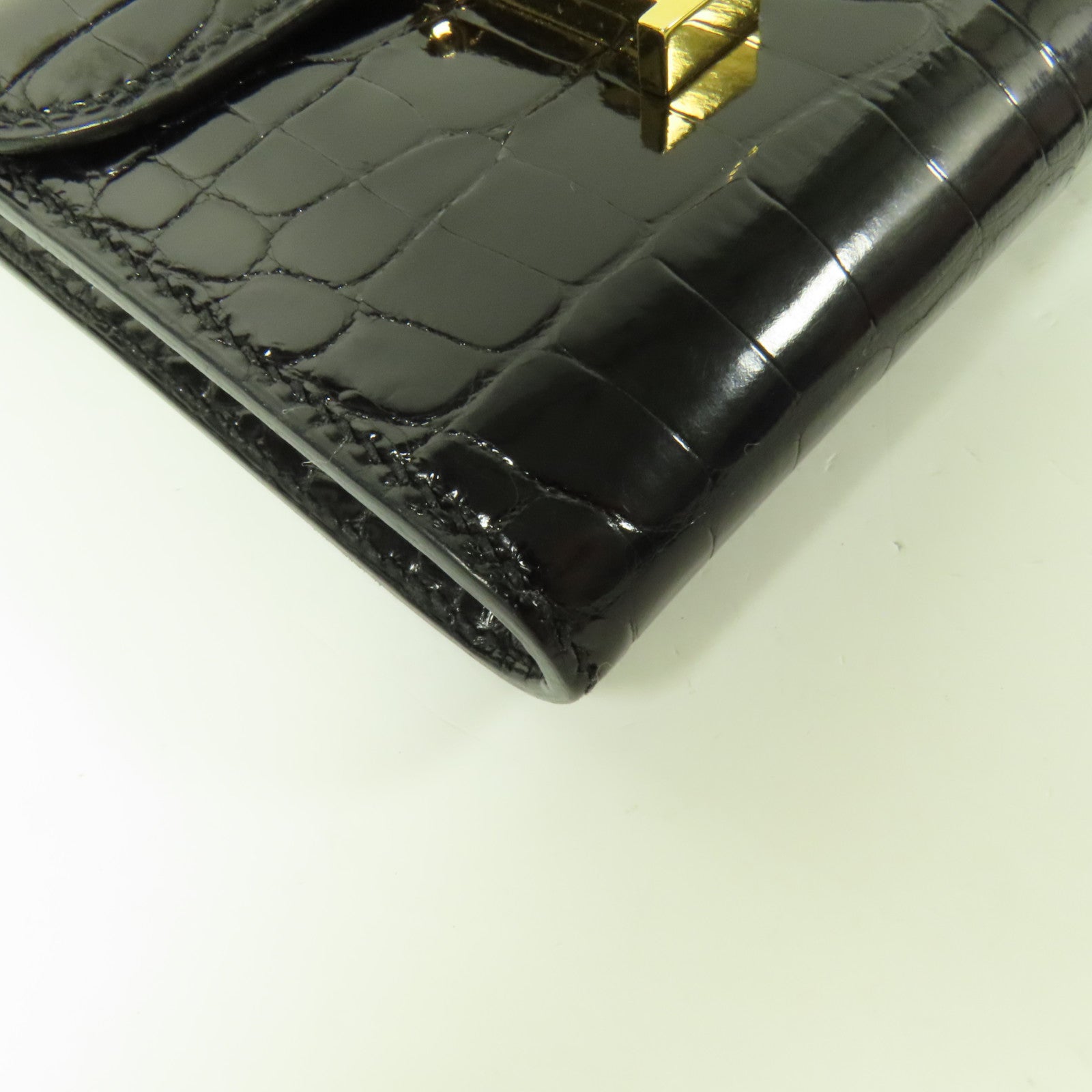 HERMES 鱷魚皮革Constance Wallet金扣錢包Noir