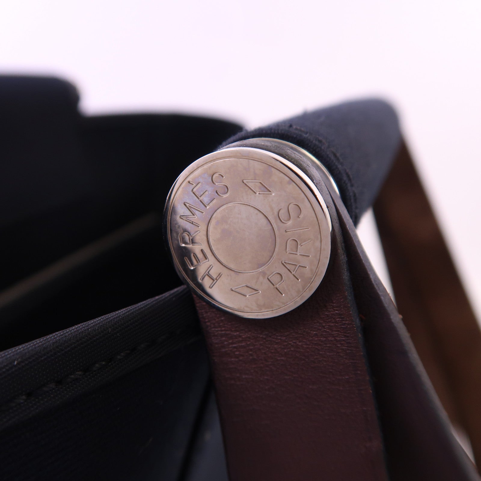 HERMES 帆布Cabag銀扣手挽肩背兩用袋