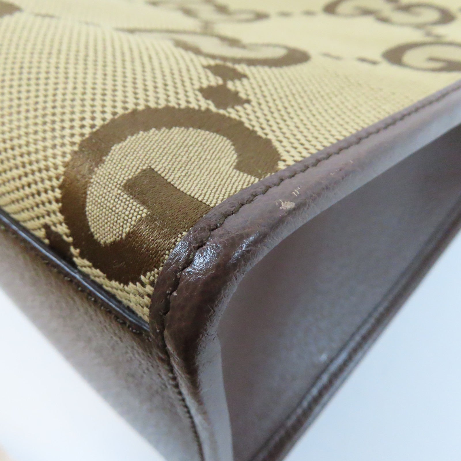 GUCCI 【激減優惠】帆布Jumbo GG Tote Bag金扣手挽肩背兩用袋啡色