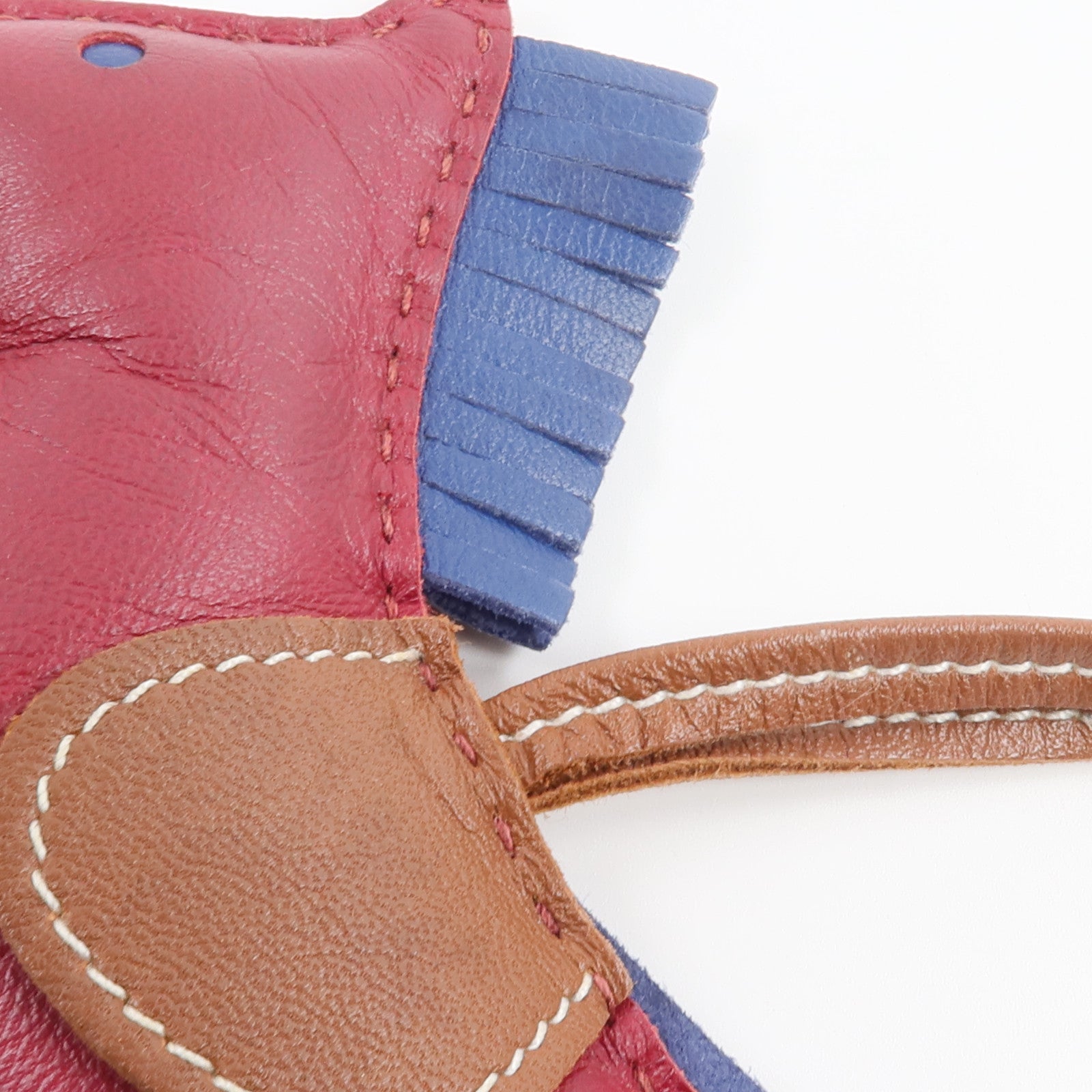 HERMES Milo皮革Rodeo GM掛飾Fauve/Bleu de Malte/Rubis