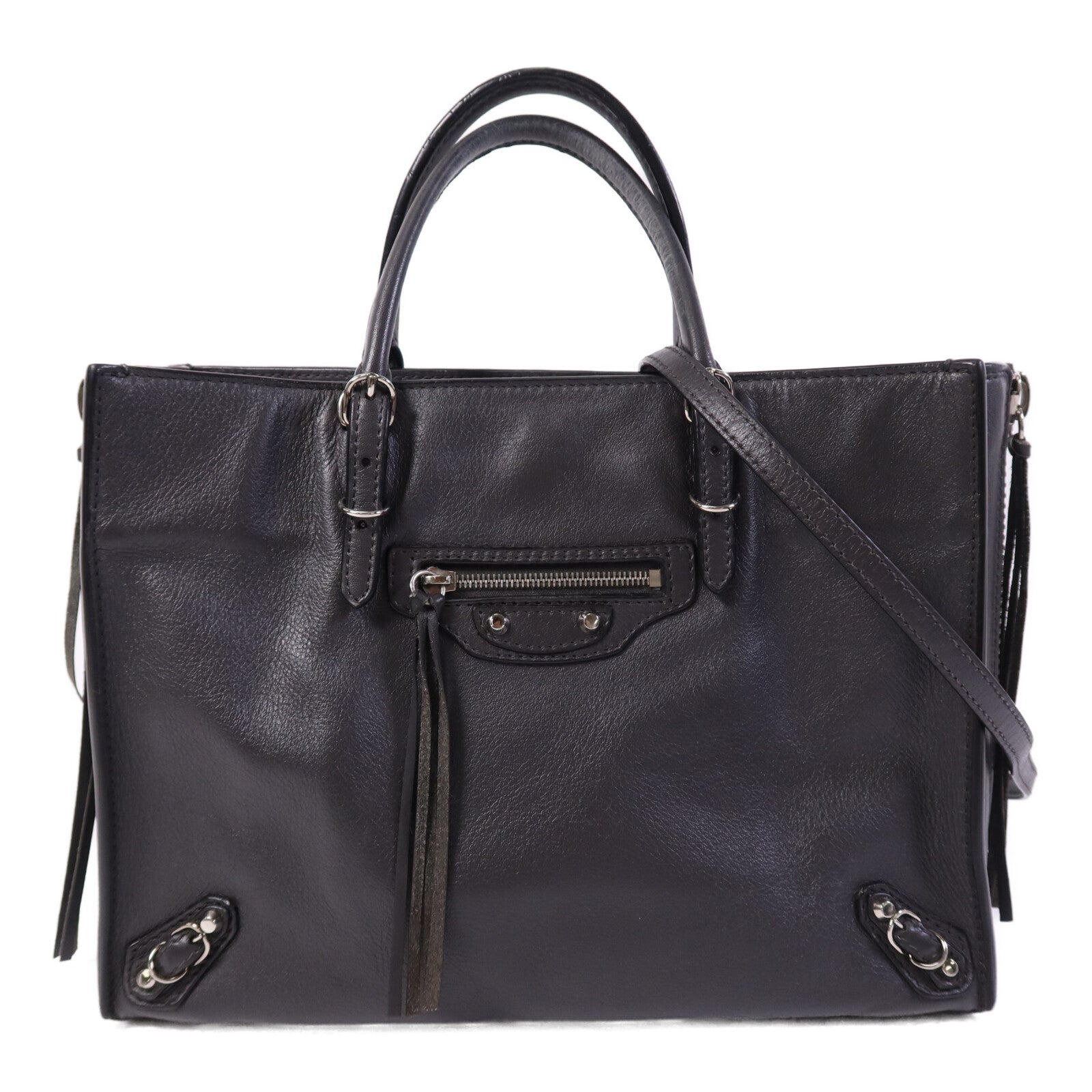 BALENCIAGA 牛皮皮革Shoulder Bag銀扣手挽肩背兩用袋
