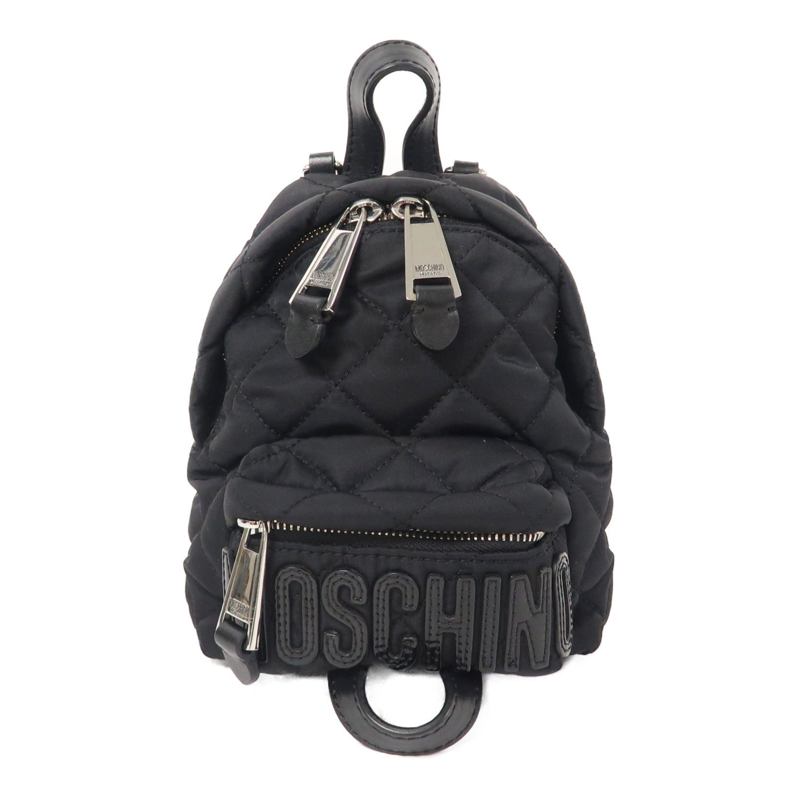 MOSCHINO 【激減優惠】尼龍Backpack銀扣背包黑色