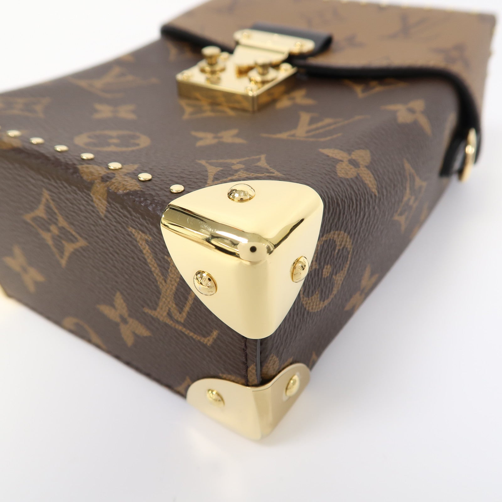 LOUIS VUITTON 【激減優惠】Monogram Reverse Camera Box金扣手挽肩背兩用袋啡色