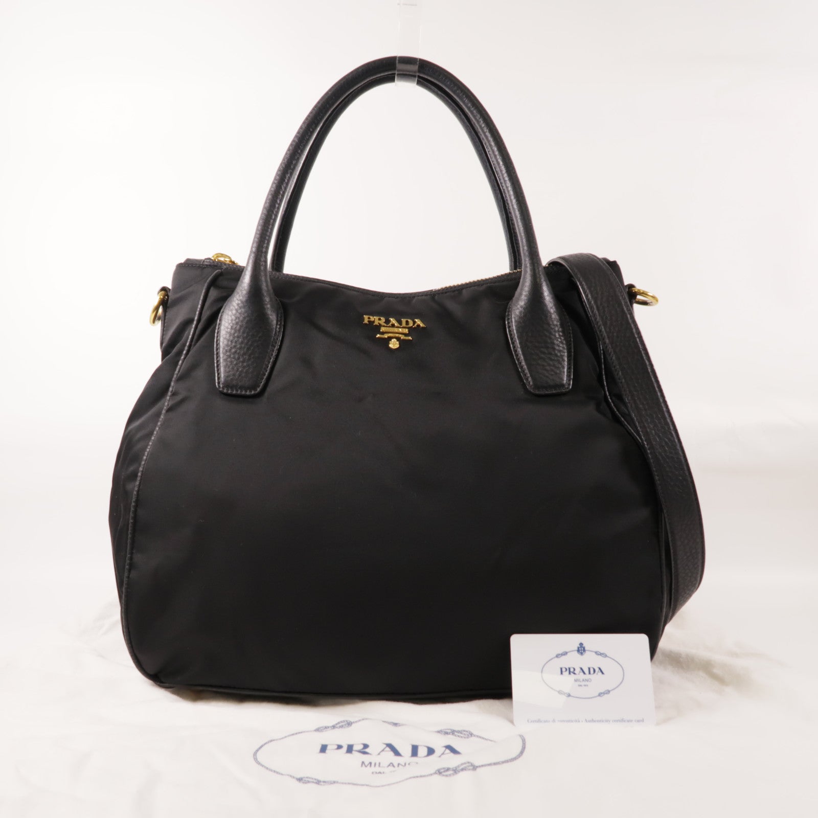 PRADA 尼龍2 Way Shoulder金扣手挽肩背兩用袋