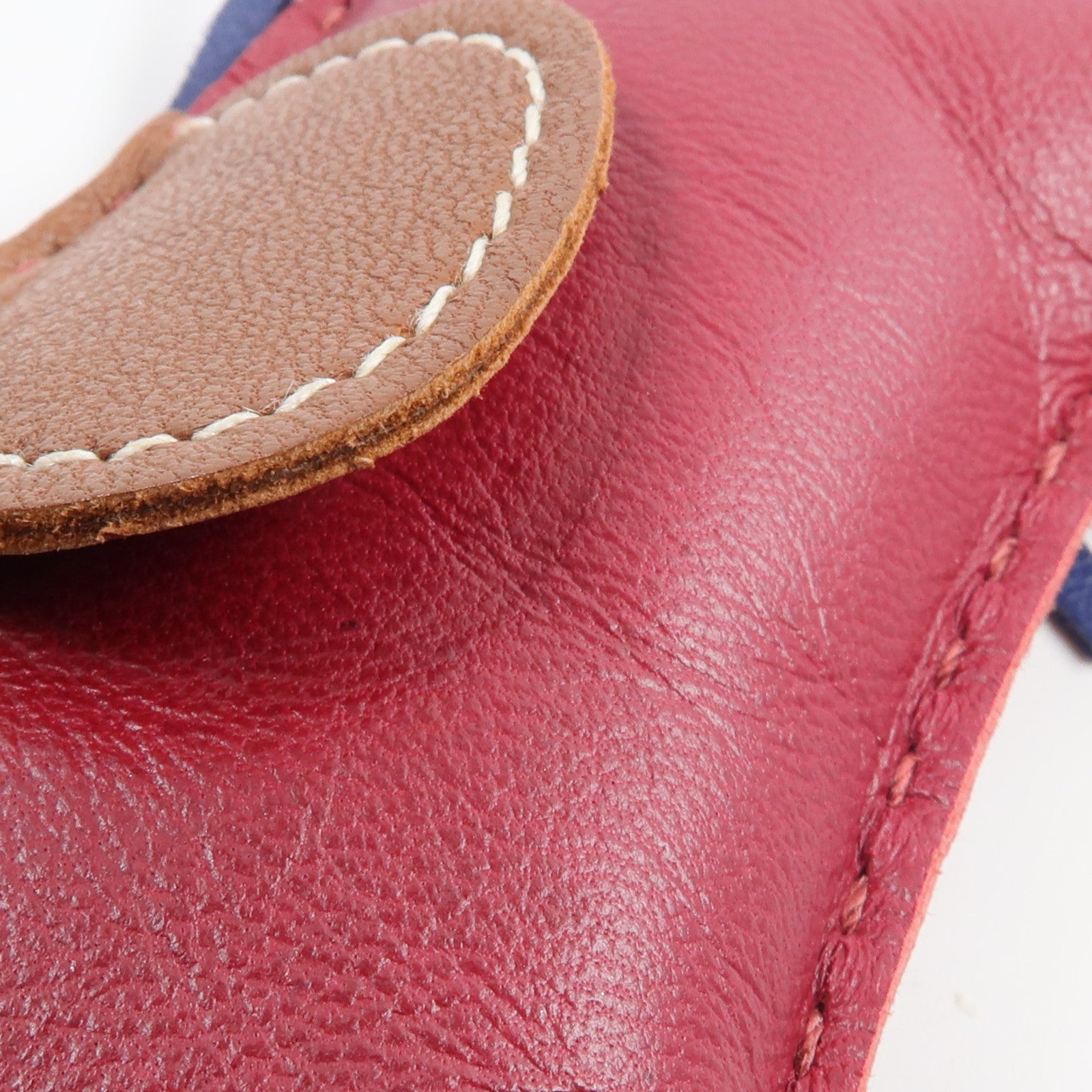 HERMES Milo皮革Rodeo GM掛飾Fauve/Bleu de Malte/Rubis