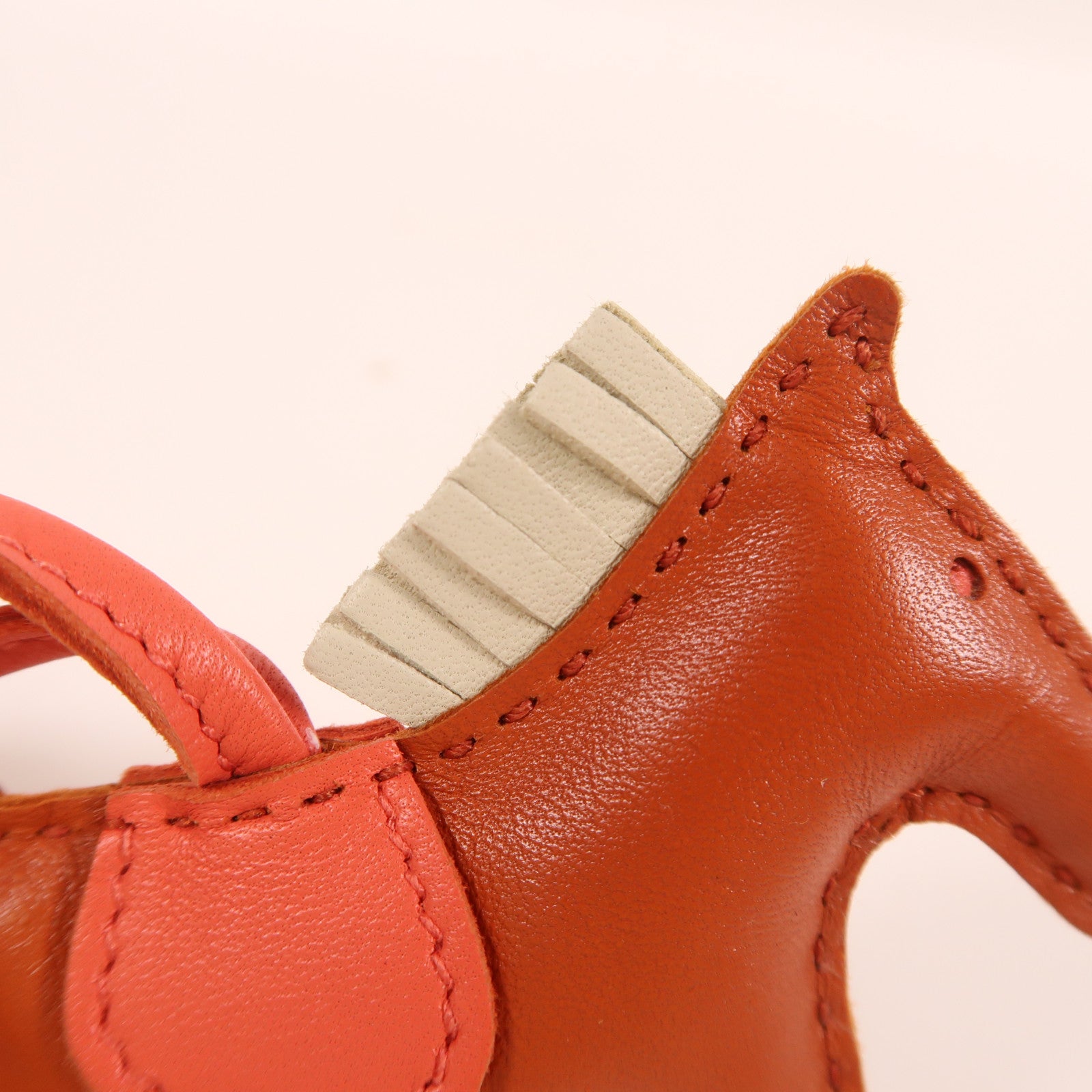 HERMES Swift皮革Rodeo PM掛飾棕色/粉紅色