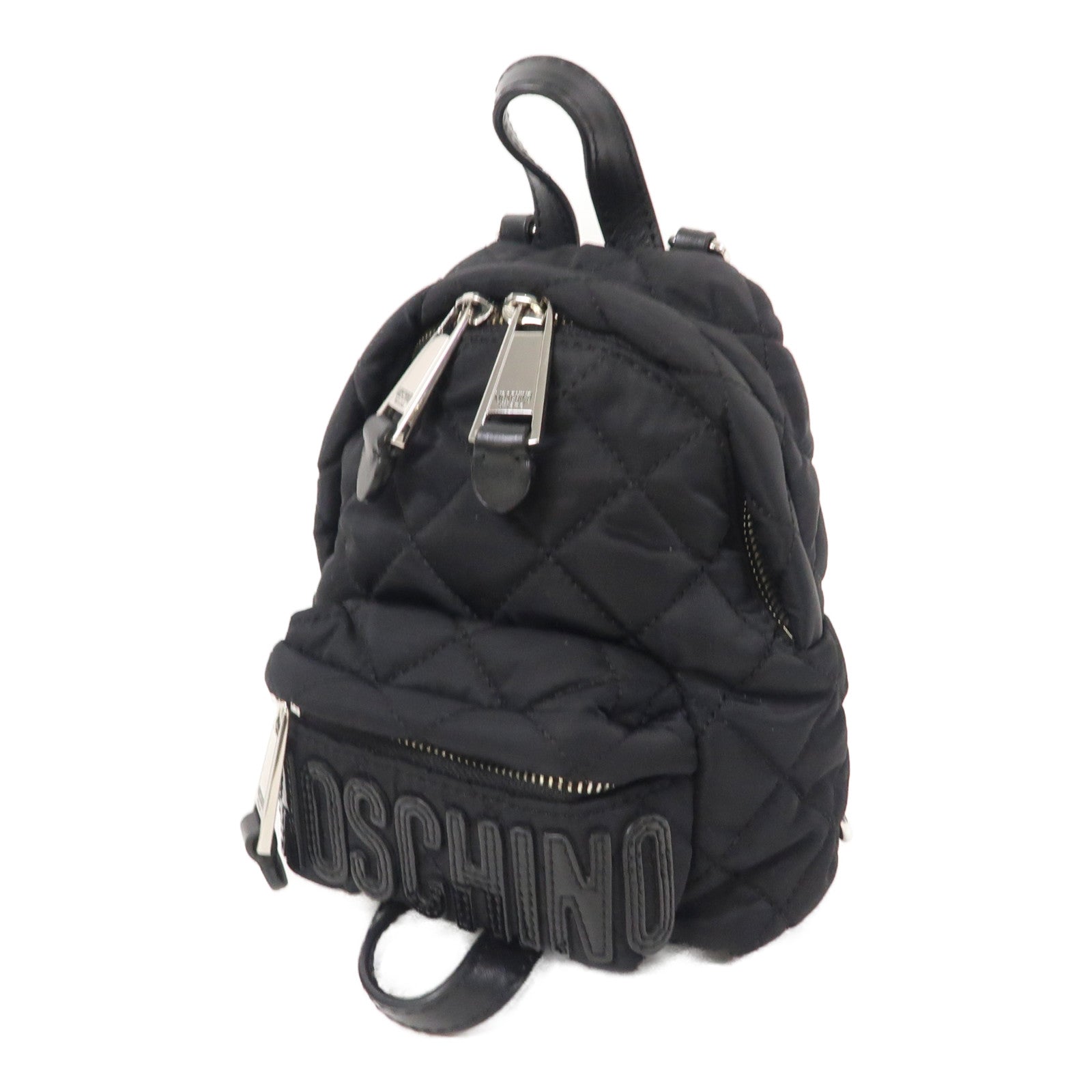 MOSCHINO 【激減優惠】尼龍Backpack銀扣背包黑色