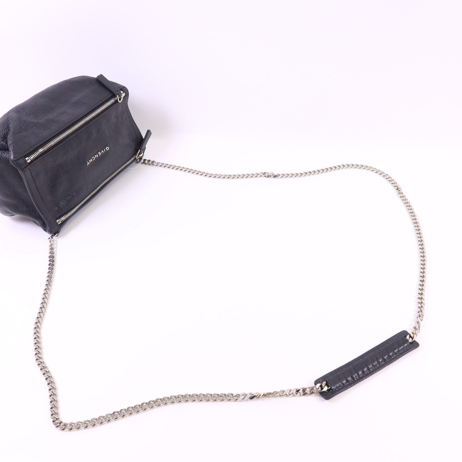GIVENCHY 牛皮皮革Pandora Mini銀扣鏈帶肩背袋