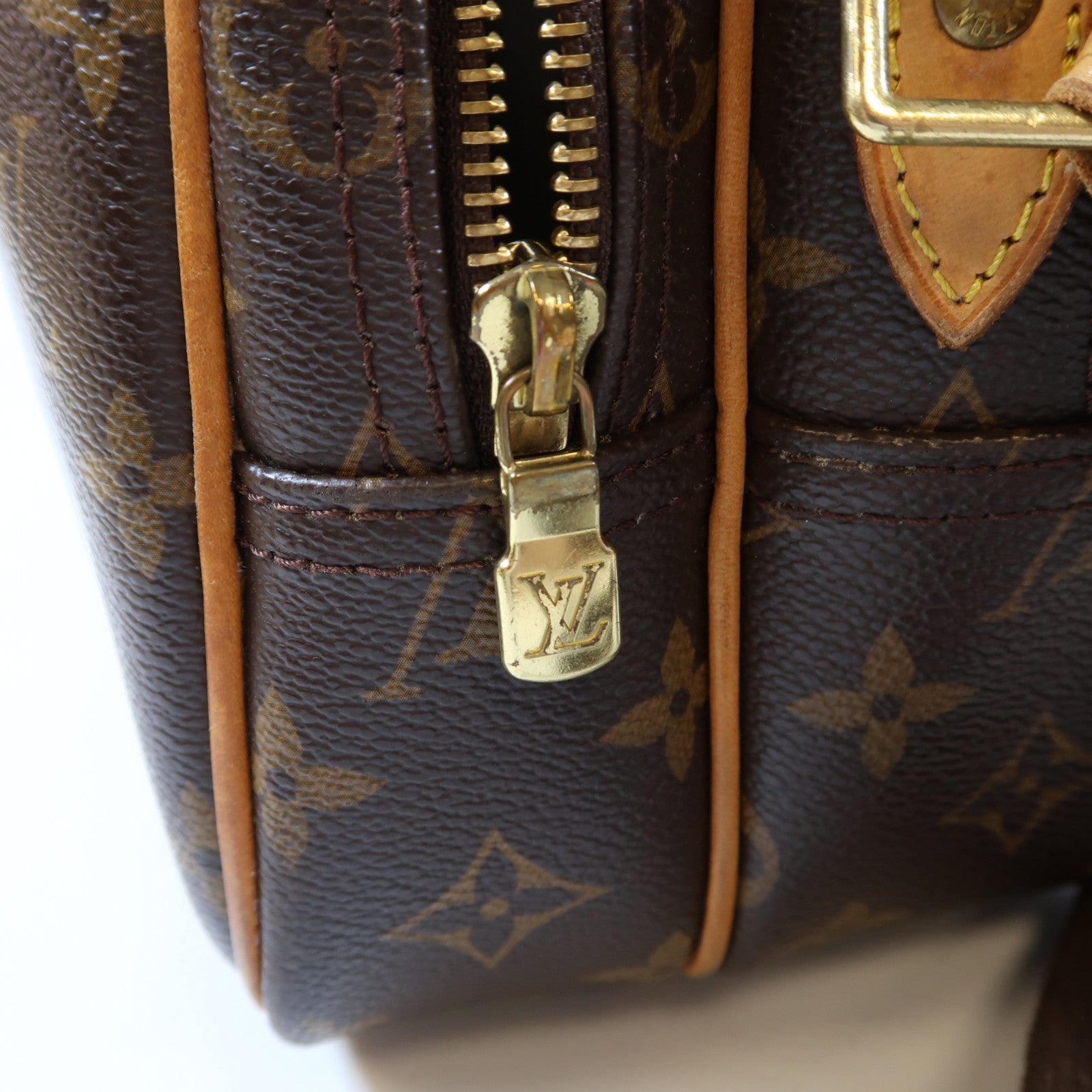 LOUIS VUITTON Monogram Reporter PM金扣肩背袋啡色