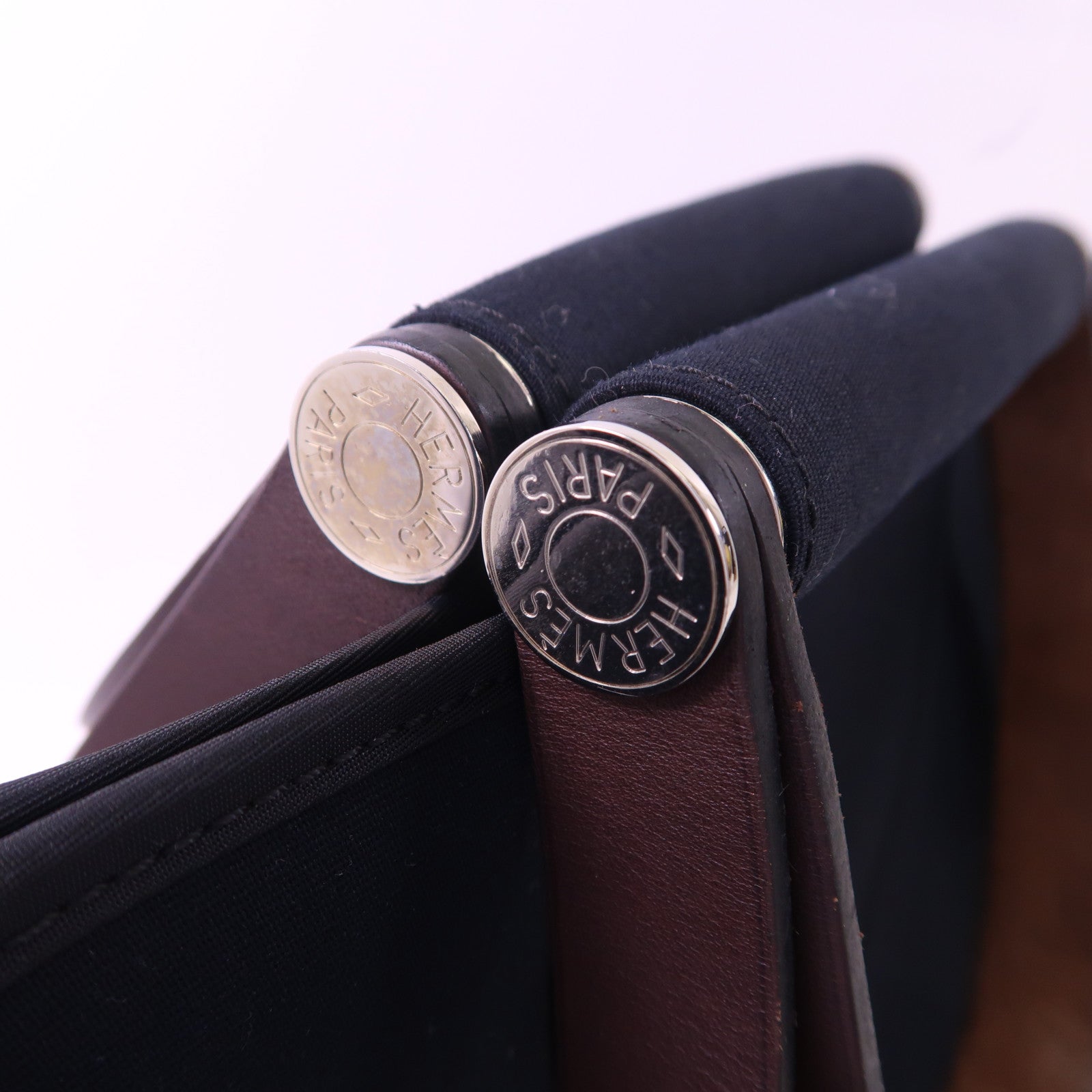 HERMES 帆布Cabag銀扣手挽肩背兩用袋