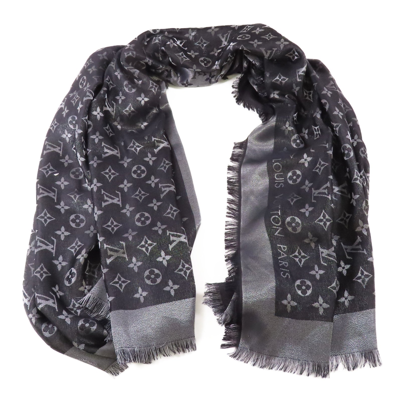 LOUIS VUITTON 絲質/羊毛Monogram Shing Scarf圍巾