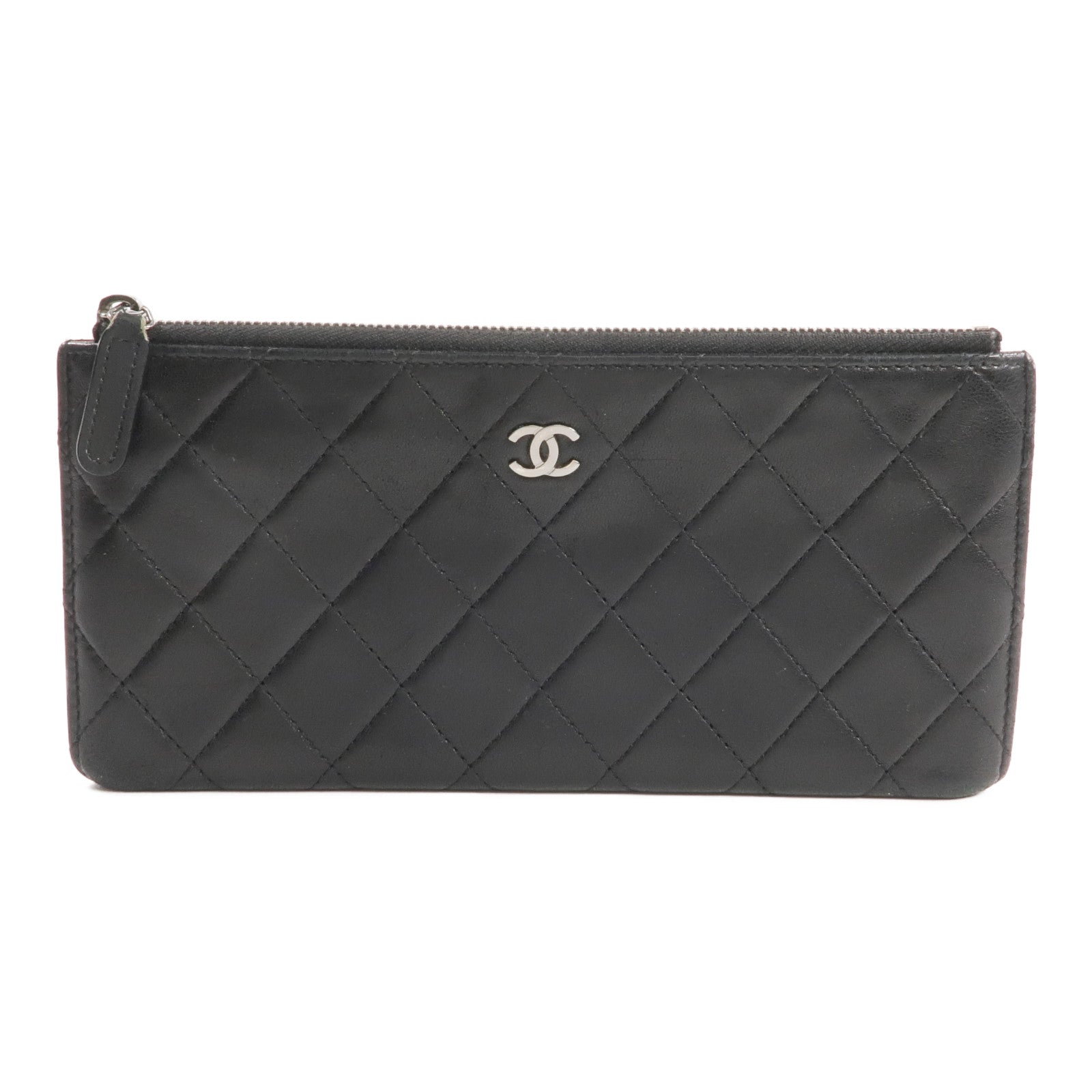 CHANEL 羊皮皮革Long Wallet/Pouch銀扣長錢包
