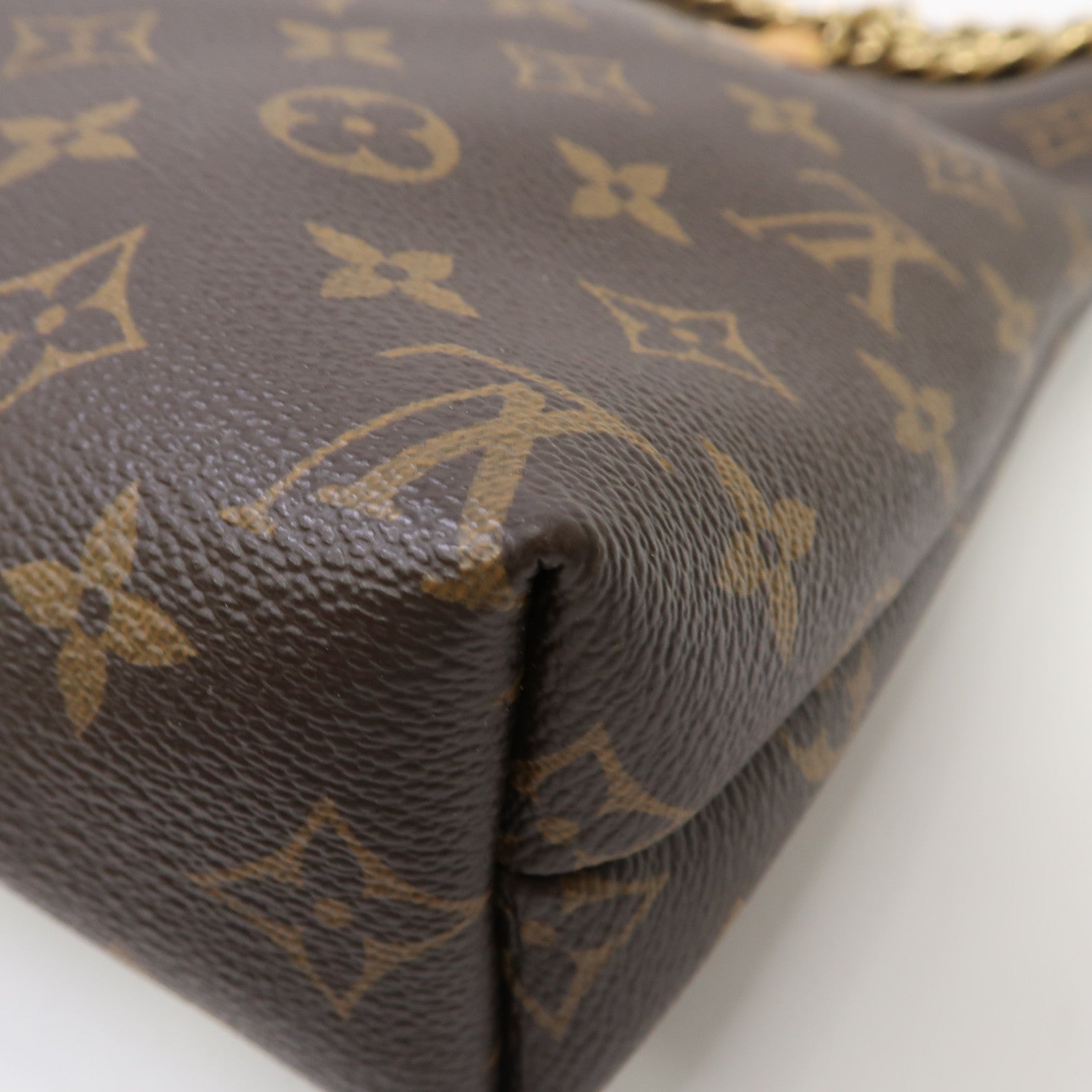 LOUIS VUITTON 【激減優惠】Monogram Lockit Chain金扣手挽袋啡色