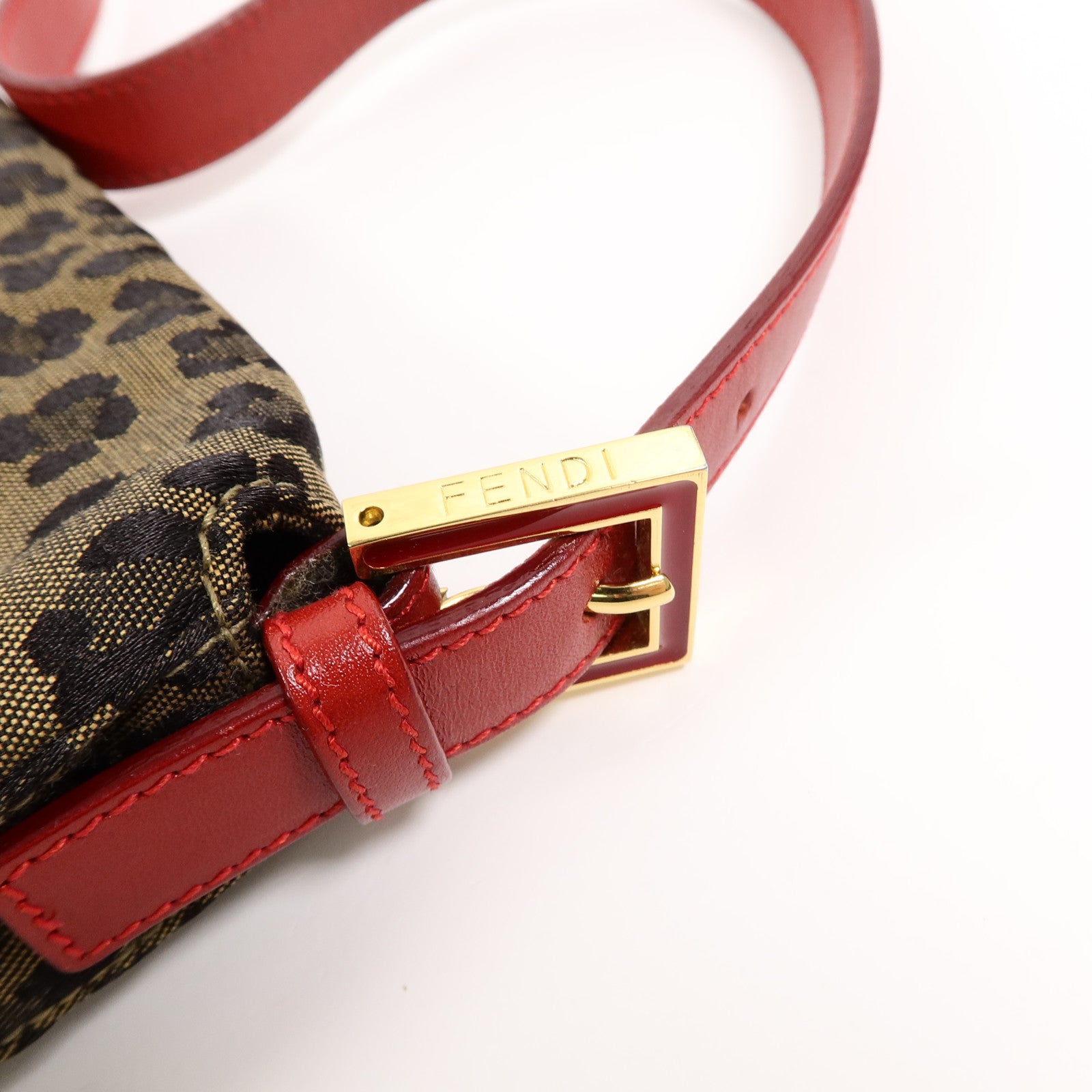FENDI 帆布Leopard Baguette肩背袋