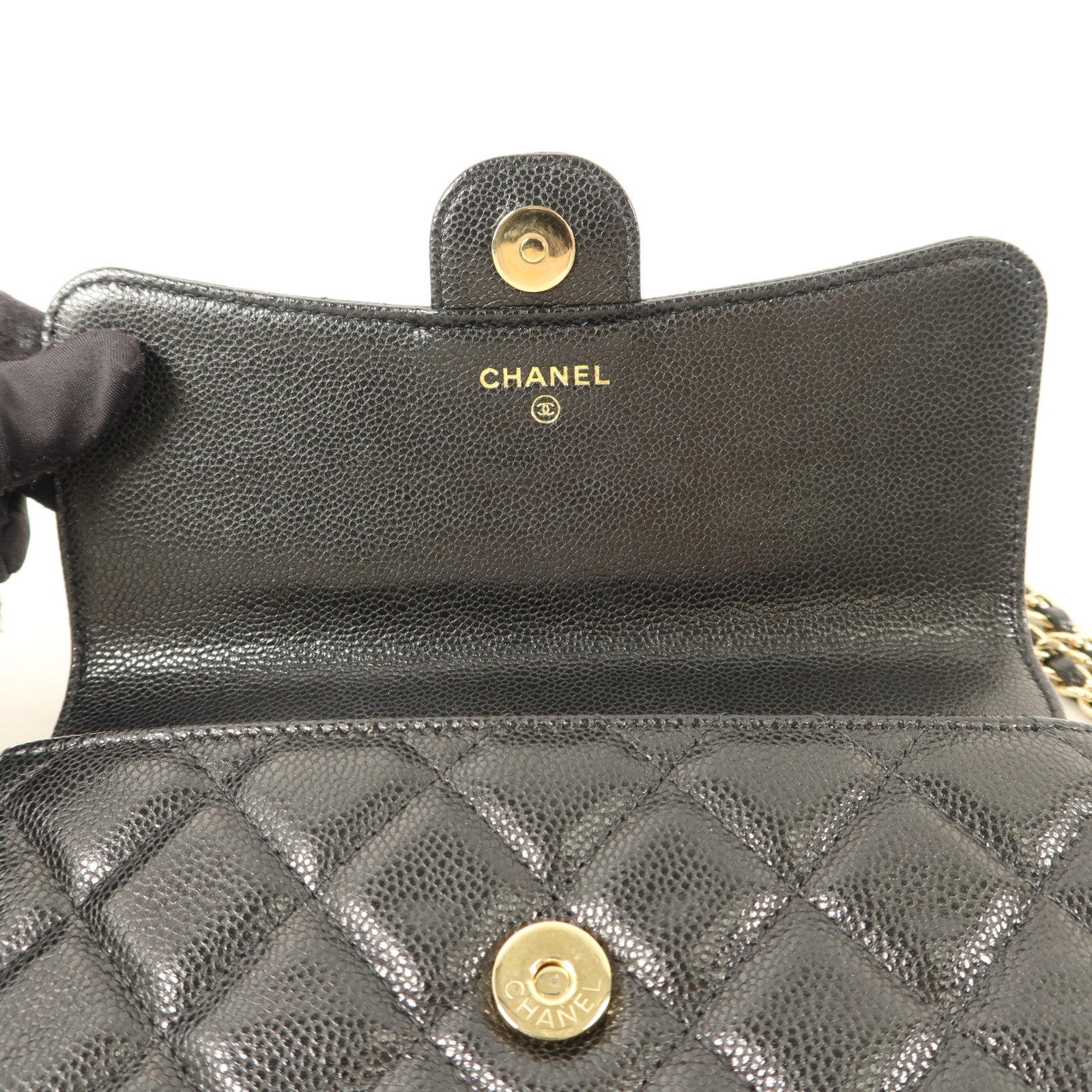 CHANEL 牛皮皮革Phone Case Bag金扣鏈帶肩背袋