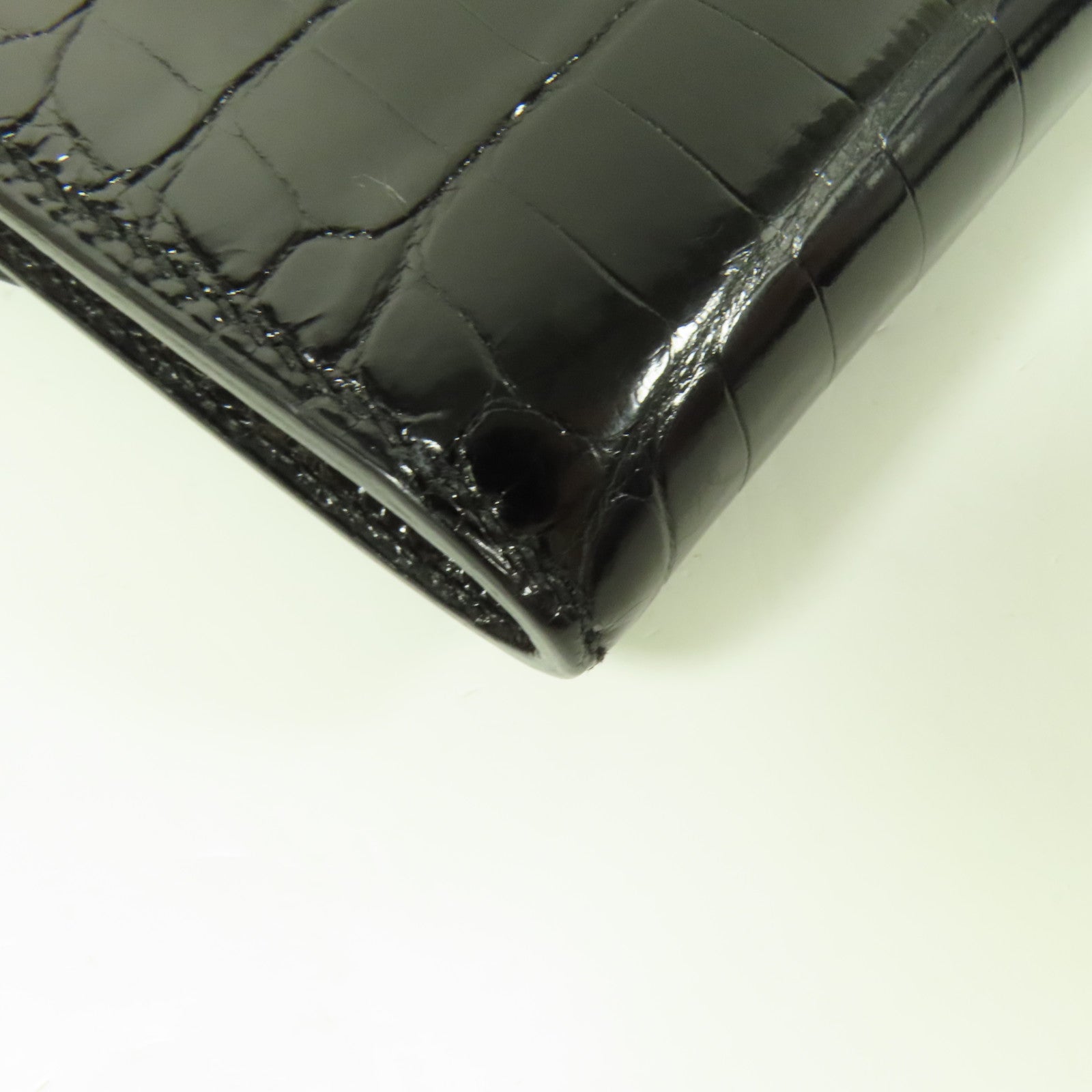 HERMES 鱷魚皮革Constance Wallet金扣錢包Noir