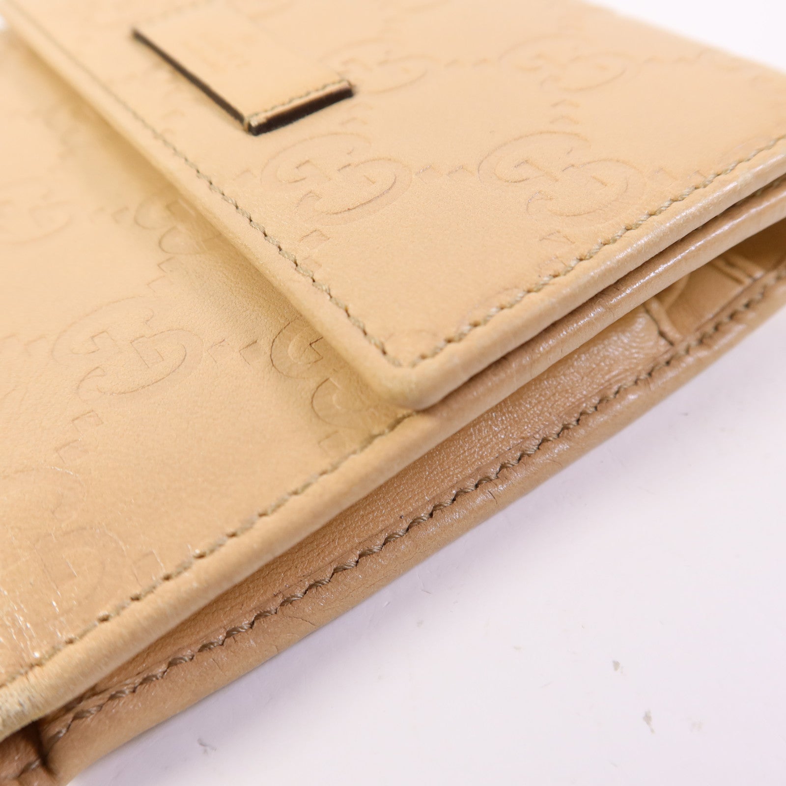 GUCCI 牛皮皮革Trifold Wallet金扣錢包