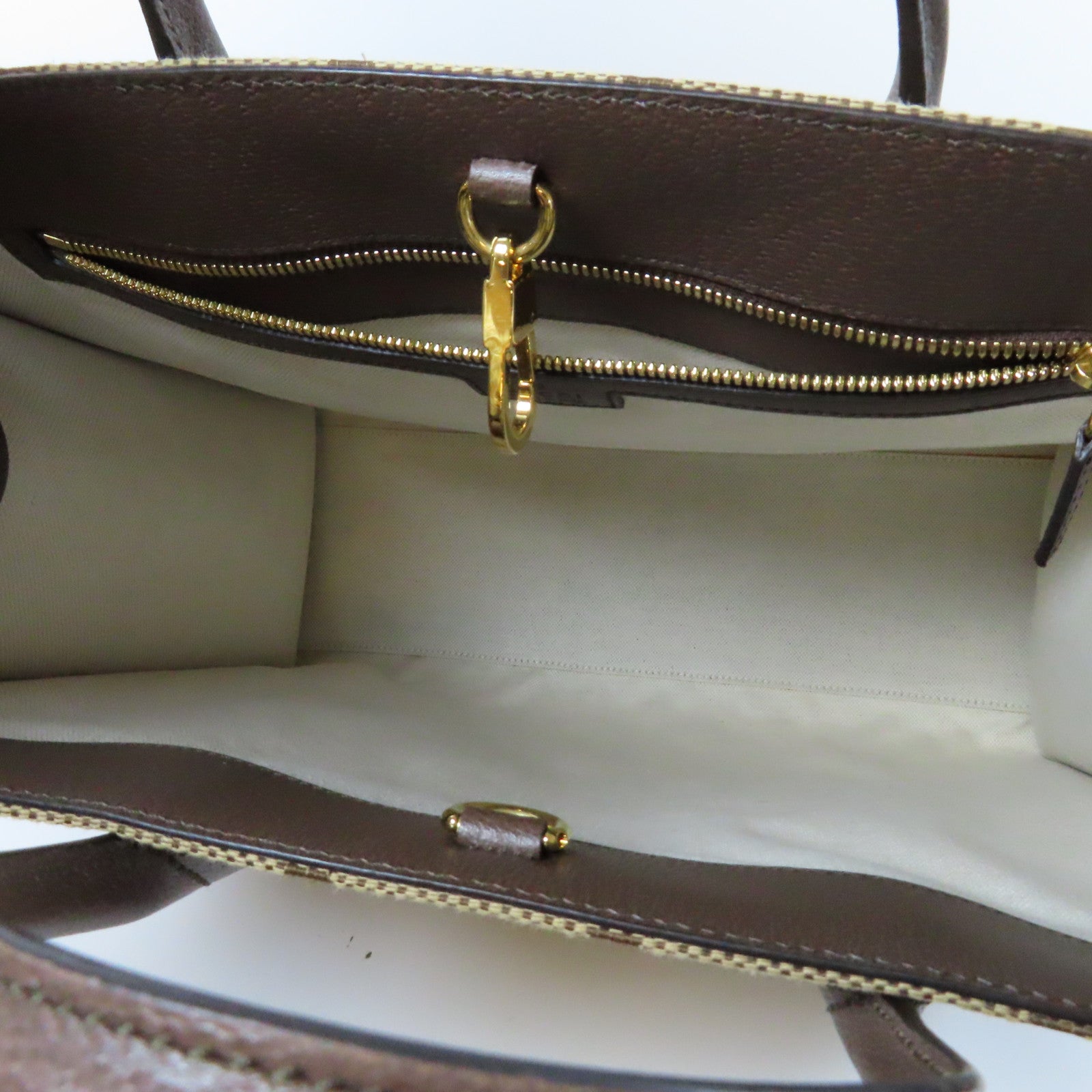 GUCCI 【激減優惠】帆布Jumbo GG Tote Bag金扣手挽肩背兩用袋啡色
