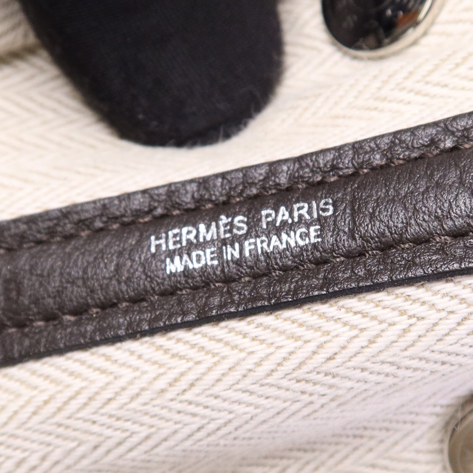 HERMES Negonda皮革Garden Party TPM銀扣手挽袋Ebeue