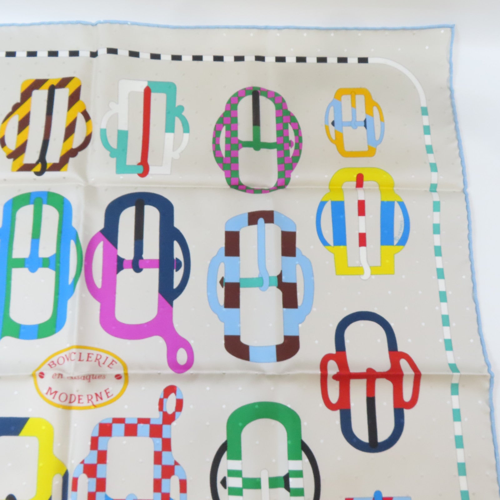 HERMES 絲質Scarf絲巾銀色/彩色