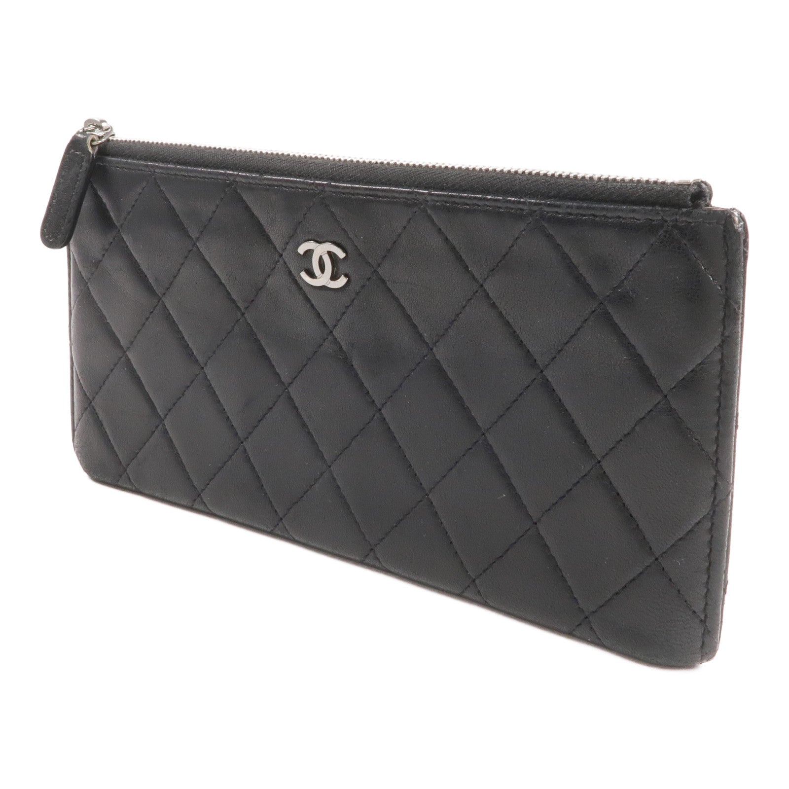 CHANEL 羊皮皮革Long Wallet/Pouch銀扣長錢包