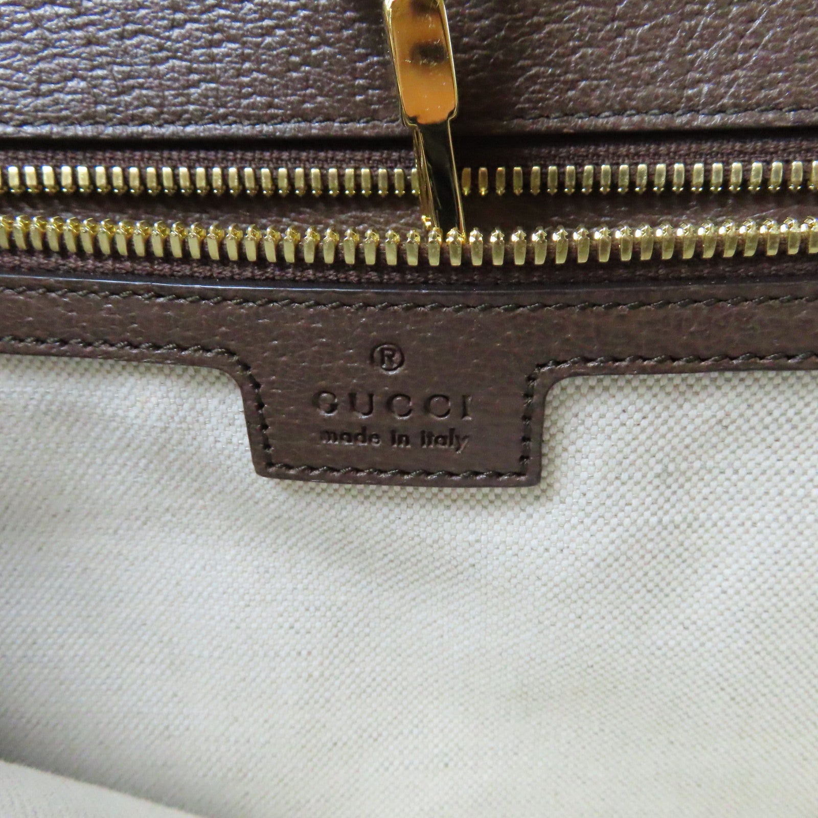 GUCCI 【激減優惠】帆布Jumbo GG Tote Bag金扣手挽肩背兩用袋啡色