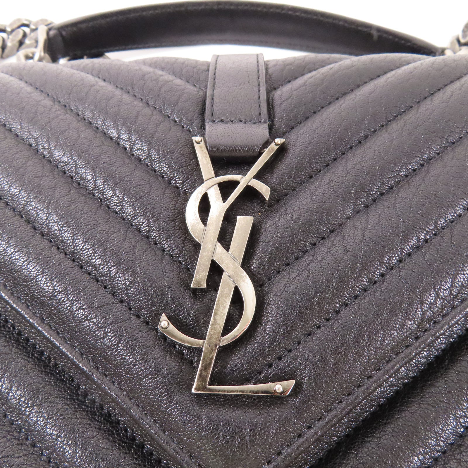 SAINT LAURENT 皮革College Medium鏈帶手挽肩背兩用袋