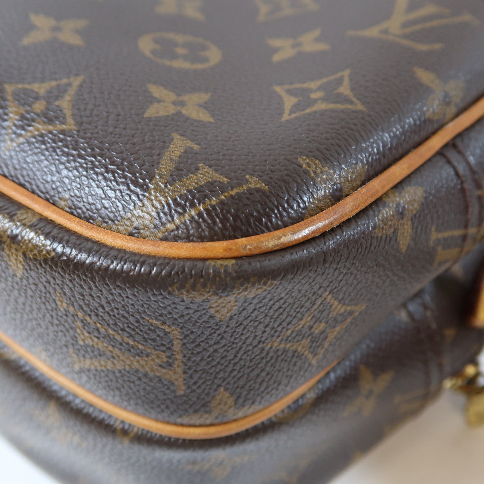 LOUIS VUITTON Monogram Reporter PM金扣肩背袋啡色