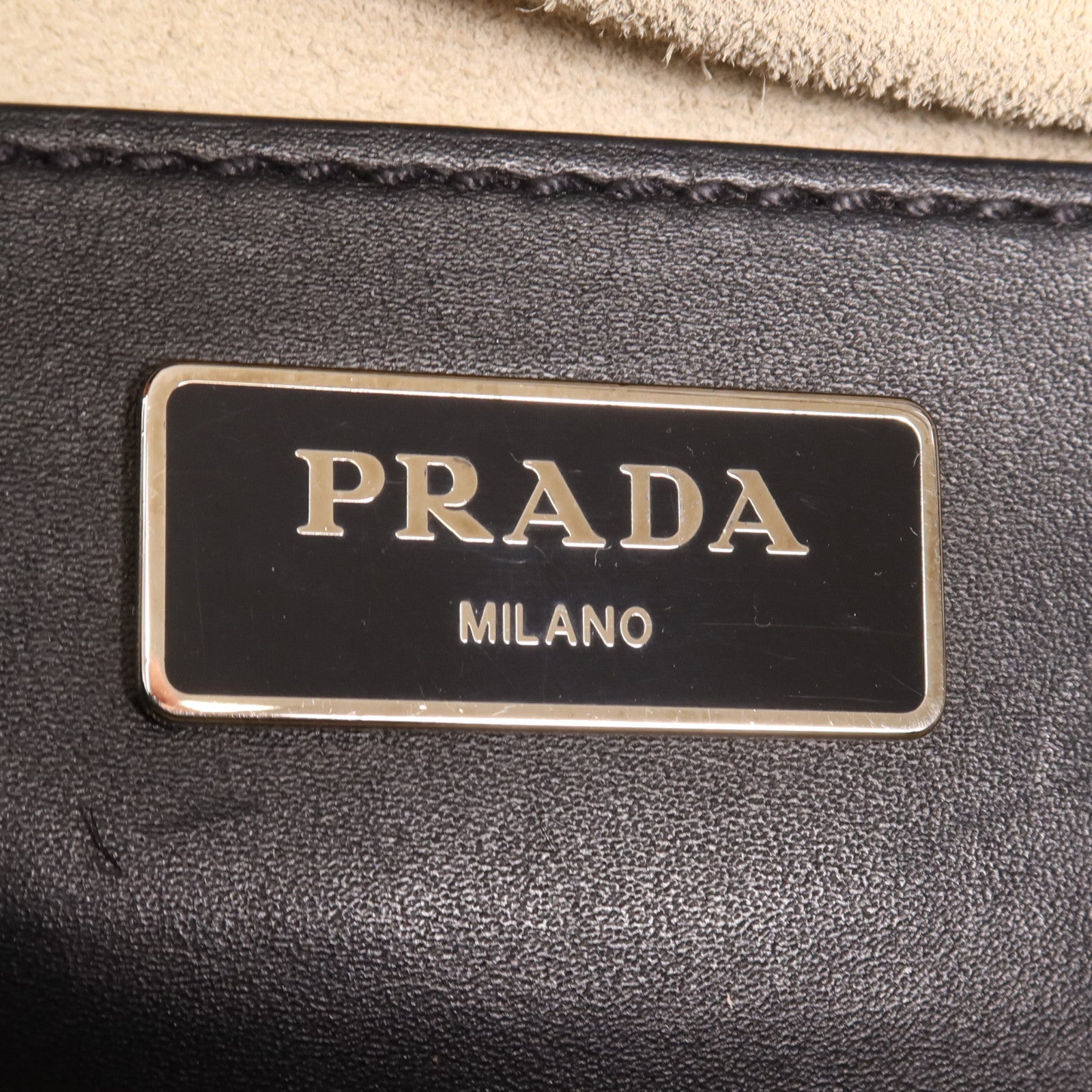 PRADA 牛皮皮革Hand Bag銀扣手挽肩背兩用袋