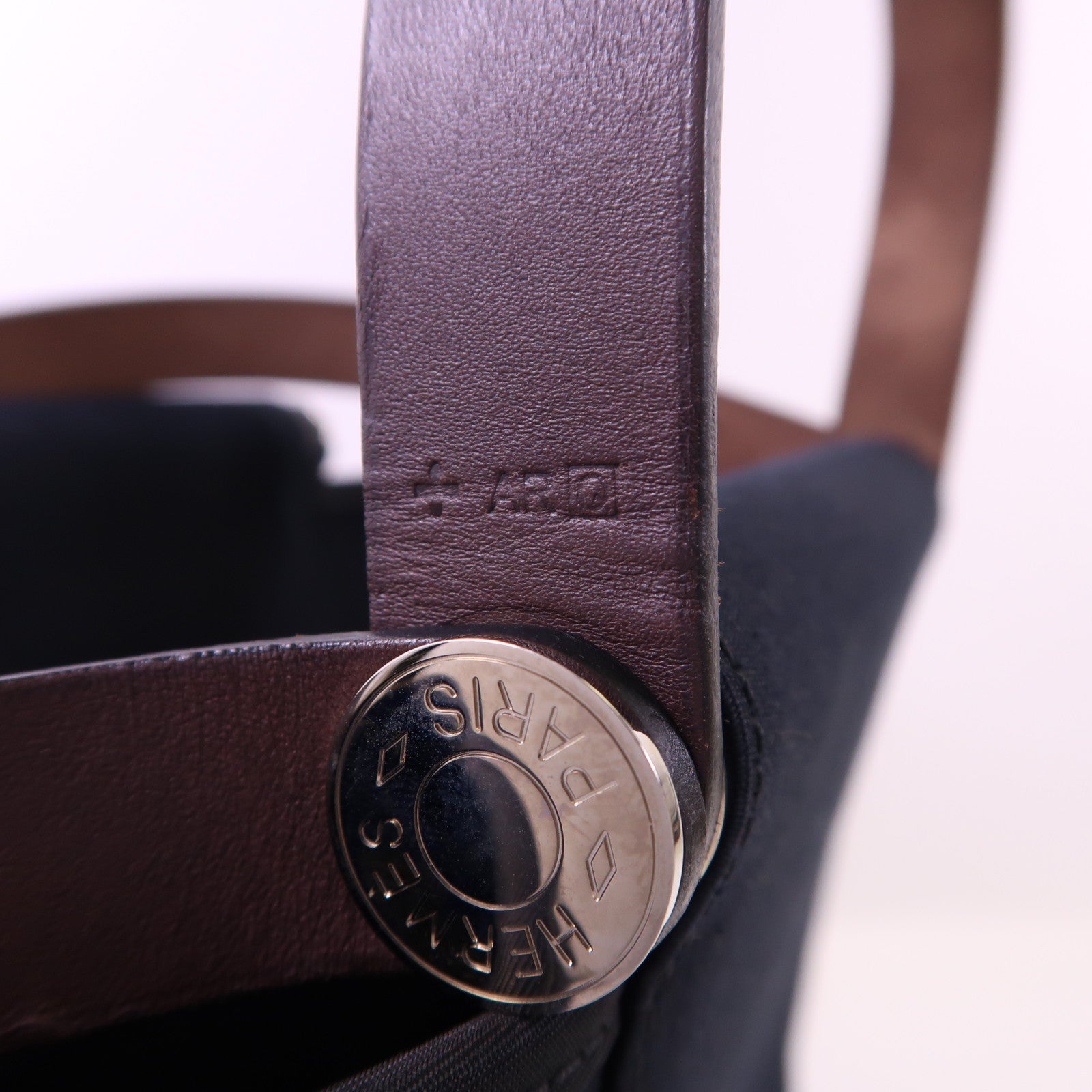 HERMES 帆布Cabag銀扣手挽肩背兩用袋