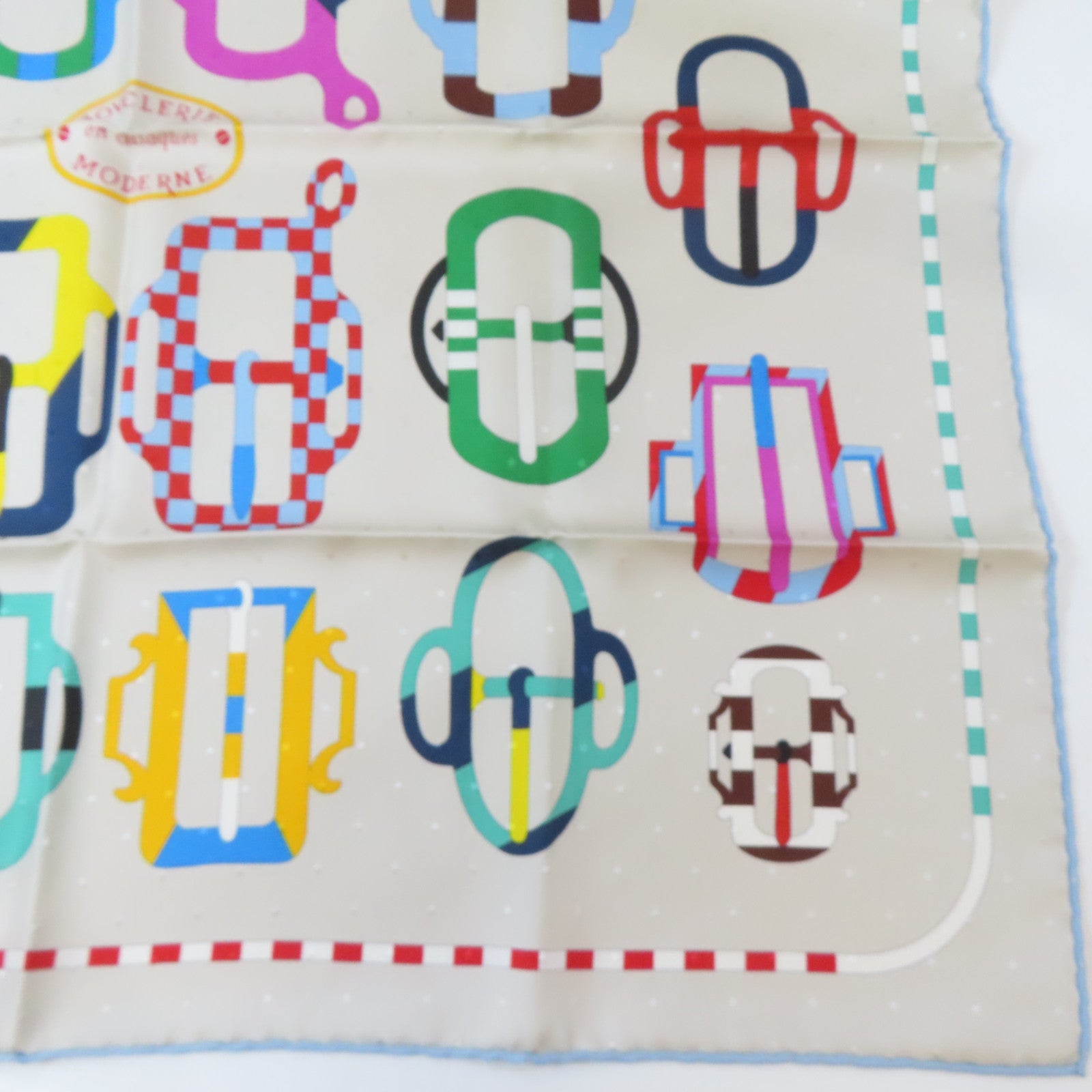 HERMES 絲質Scarf絲巾銀色/彩色