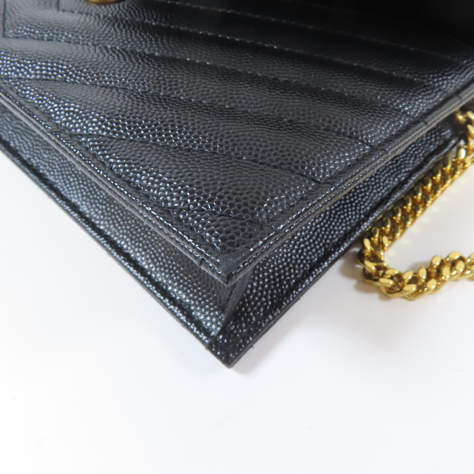 SAINT LAURENT 牛皮皮革Chain Shoulder Bag金扣鏈帶肩背袋黑色