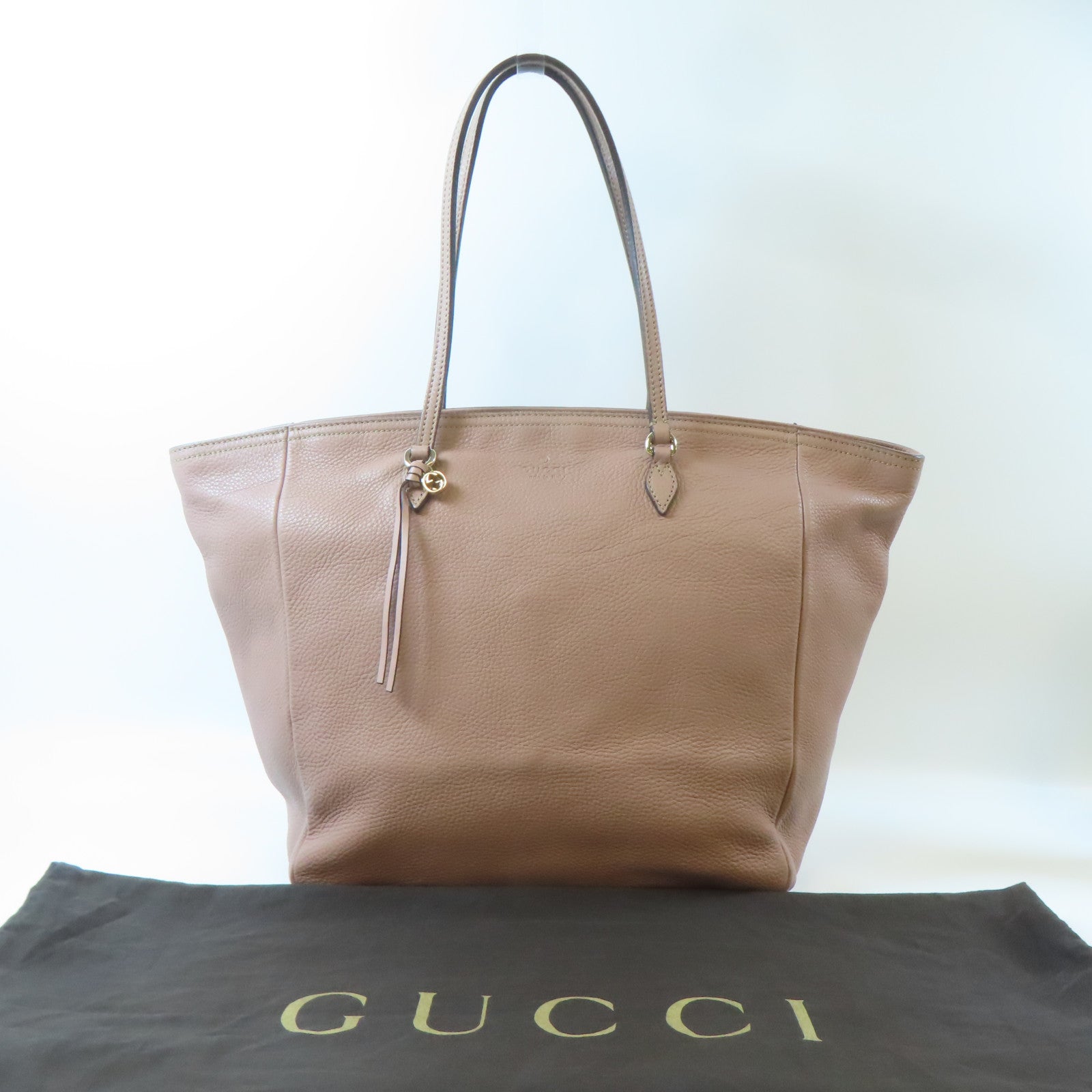GUCCI 牛皮皮革Interlocking G Tote Bag金扣肩背袋粉紅色