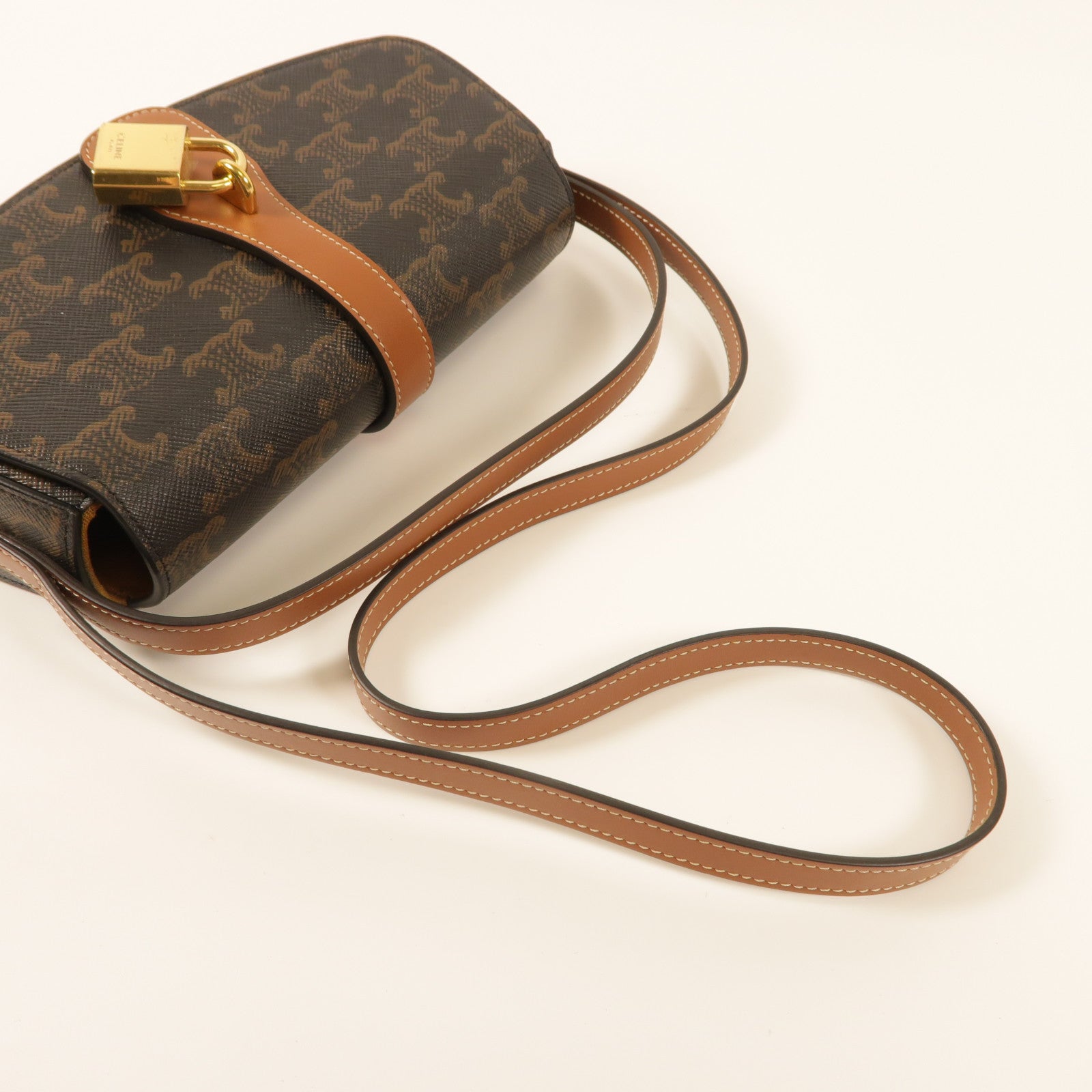 CELINE 塗層帆布Shoulder Bag金扣肩背袋