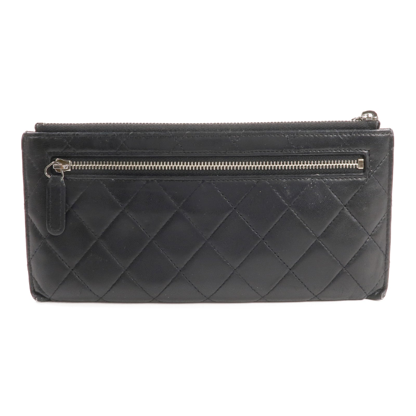CHANEL 羊皮皮革Long Wallet/Pouch銀扣長錢包