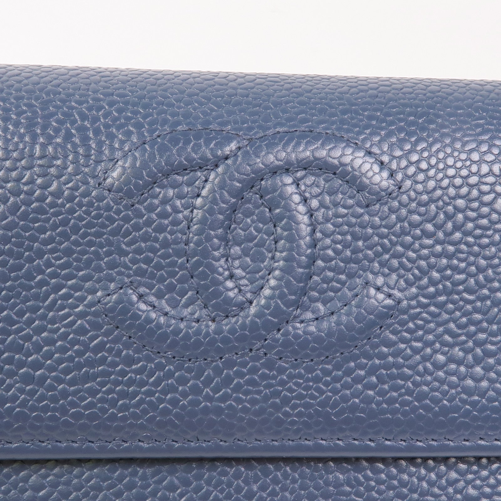 CHANEL 牛皮皮革Long Wallet銀扣長錢包