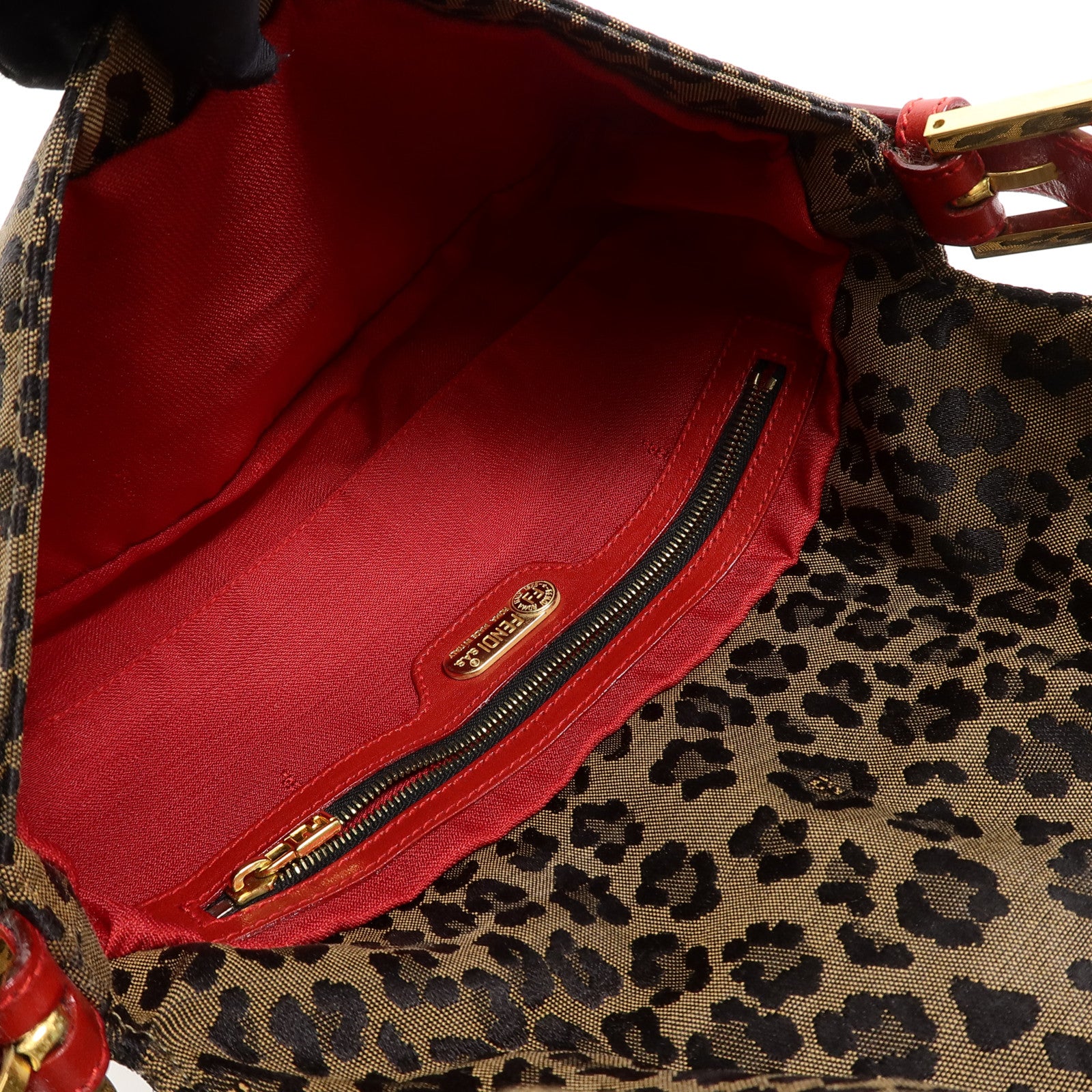 FENDI 帆布Leopard Baguette肩背袋