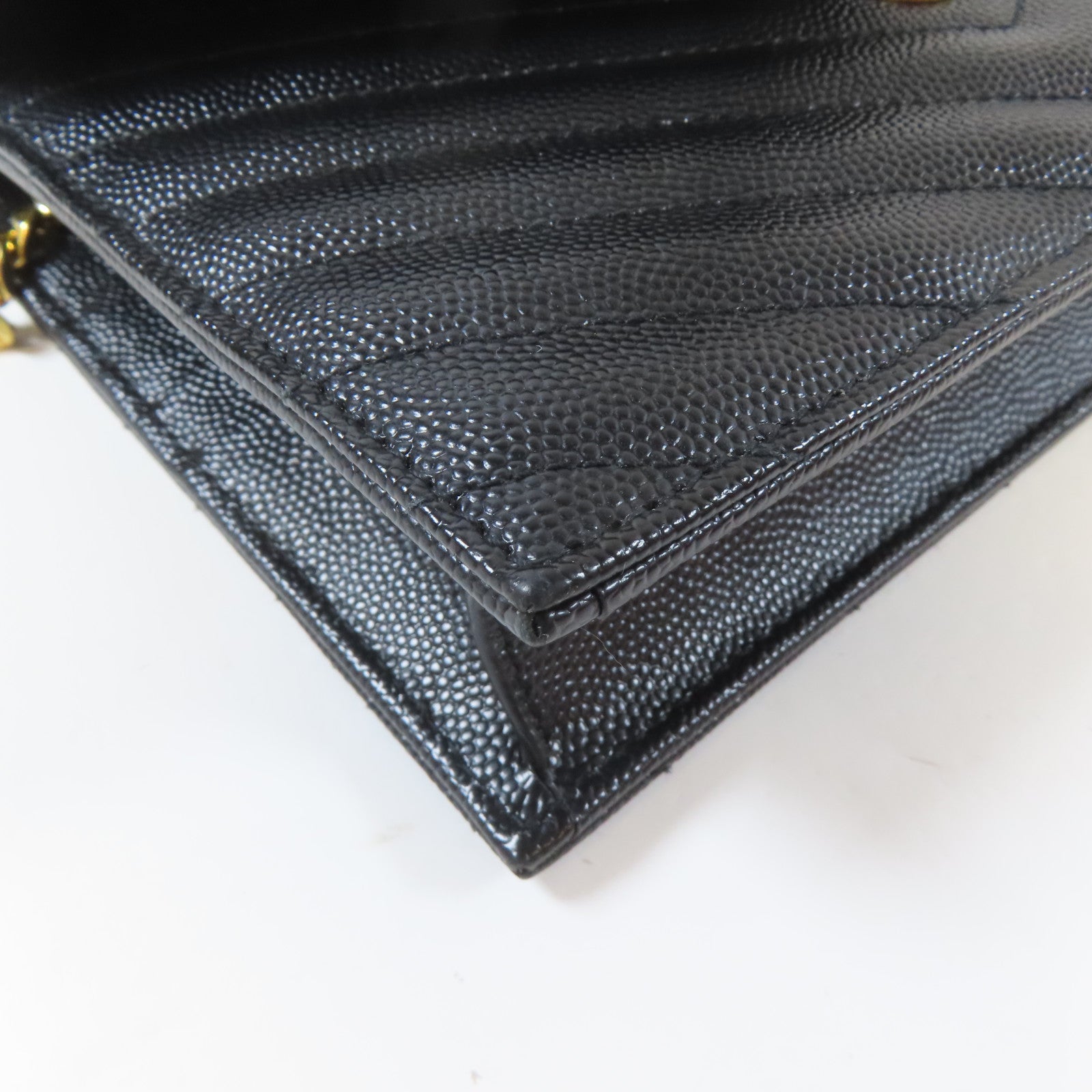 SAINT LAURENT 牛皮皮革Chain Shoulder Bag金扣鏈帶肩背袋黑色