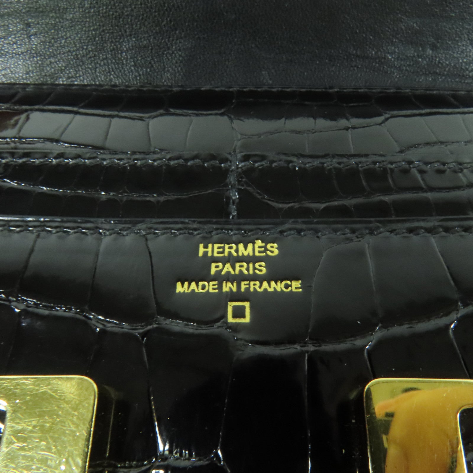 HERMES 鱷魚皮革Constance Wallet金扣錢包Noir