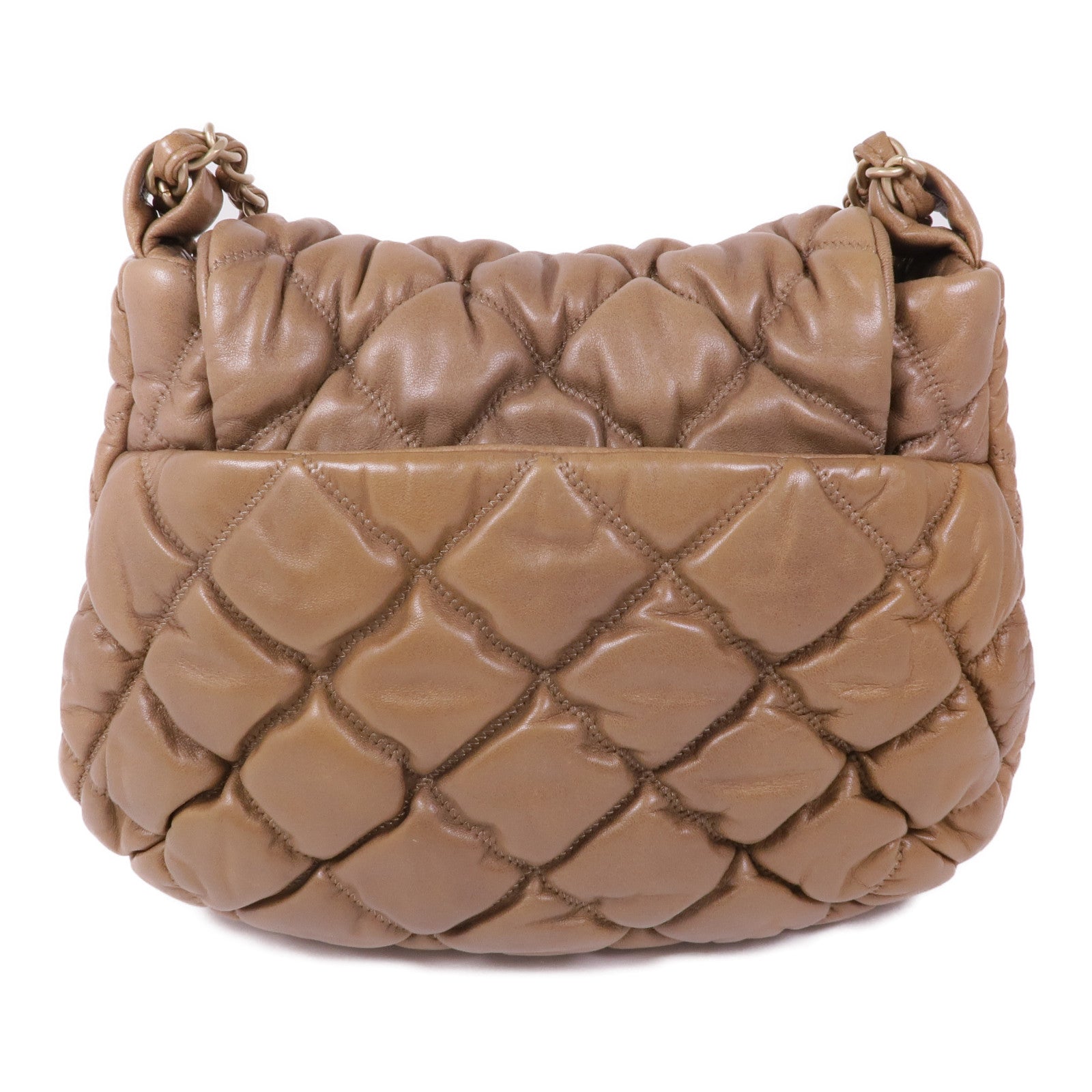 CHANEL 牛皮皮革Bubble Quilt Flap Bag金扣鏈帶肩背袋