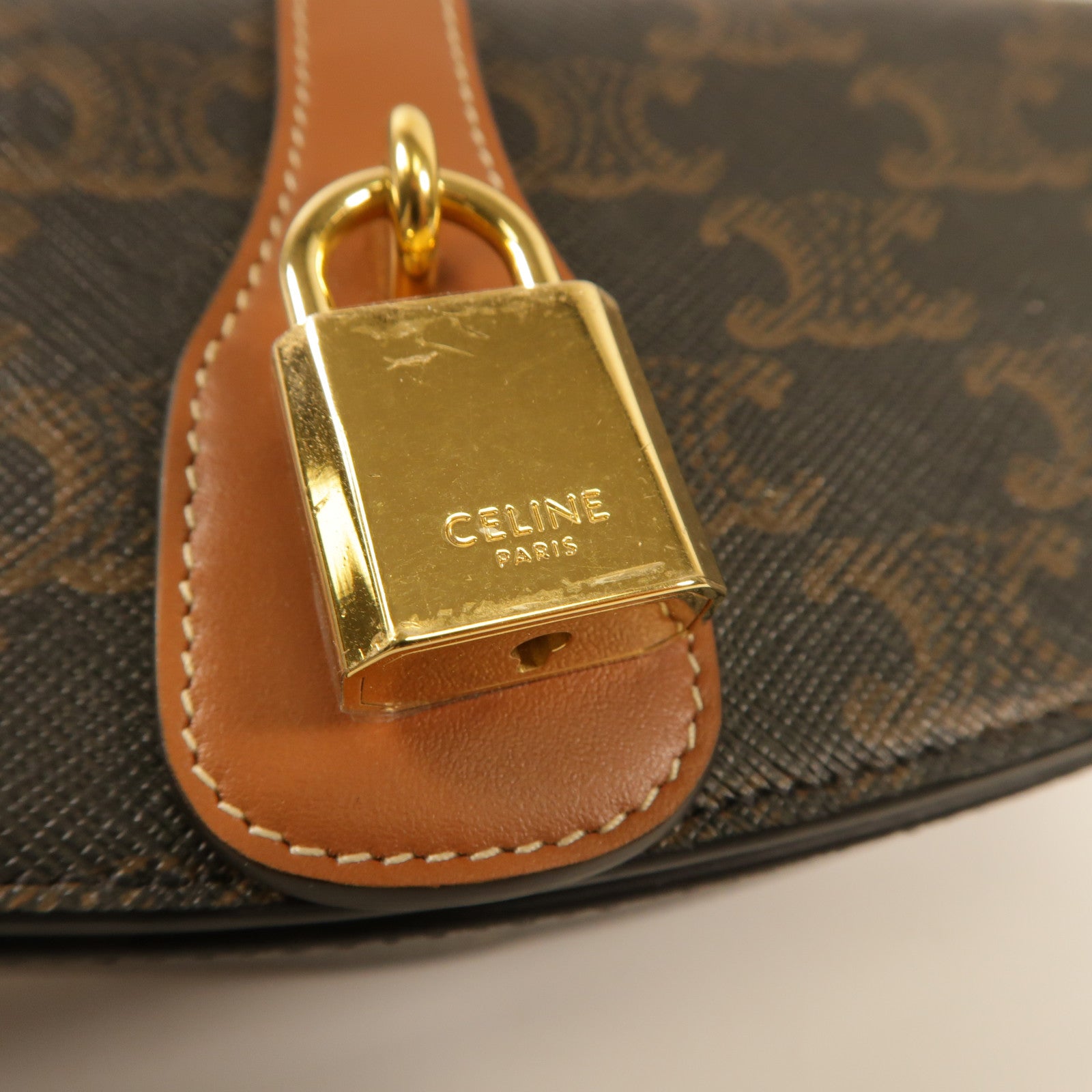 CELINE 塗層帆布Shoulder Bag金扣肩背袋
