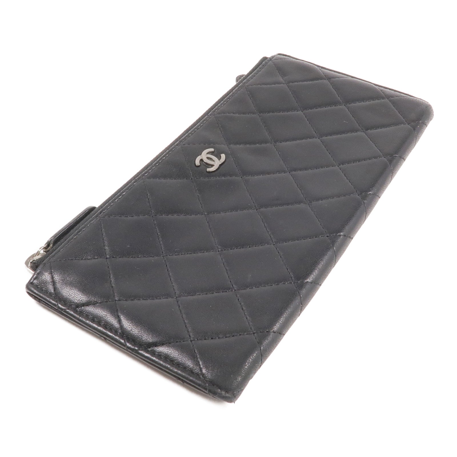CHANEL 羊皮皮革Long Wallet/Pouch銀扣長錢包