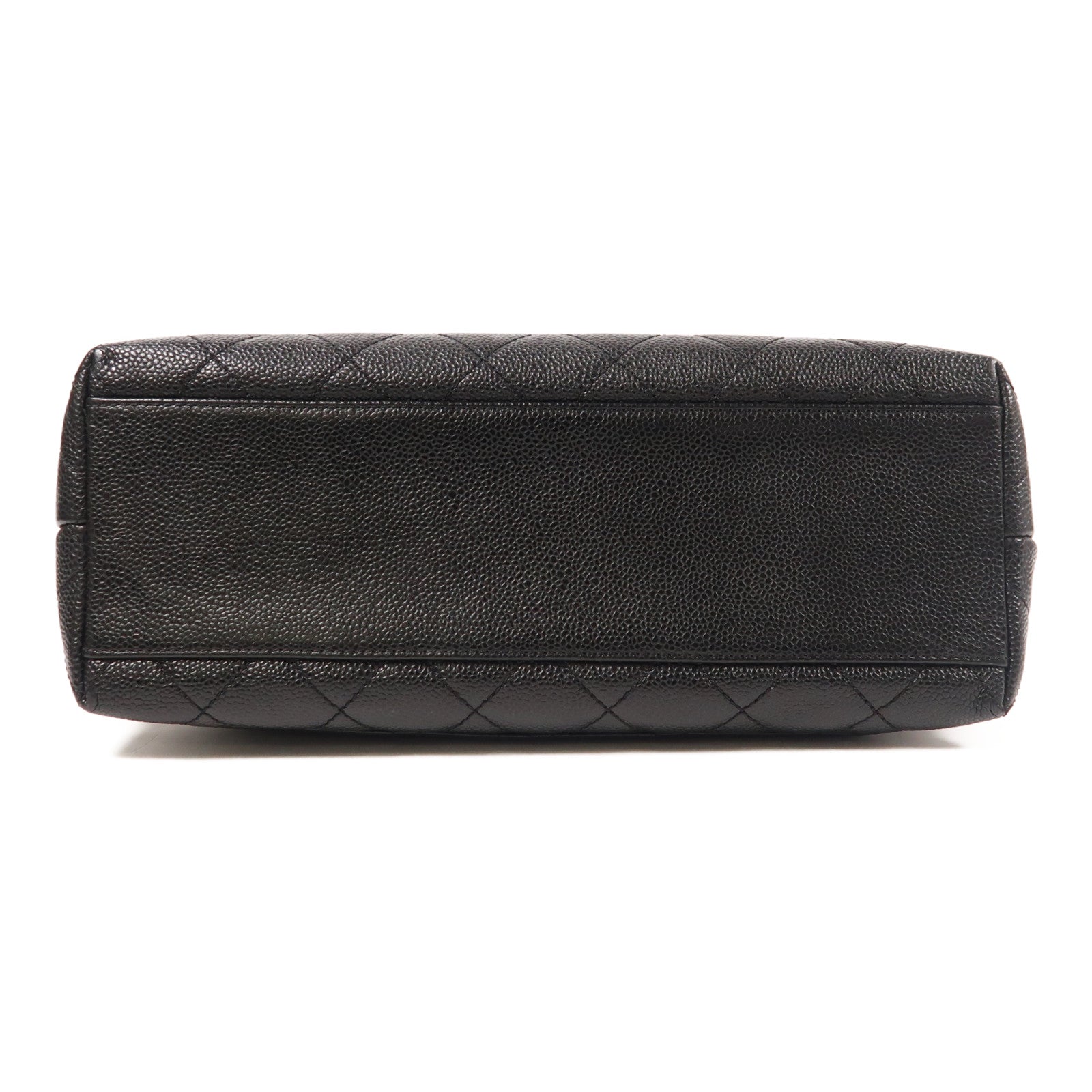 CHANEL CC GHW Vintage Top Handle Hand Bag Calfskin Leather Black