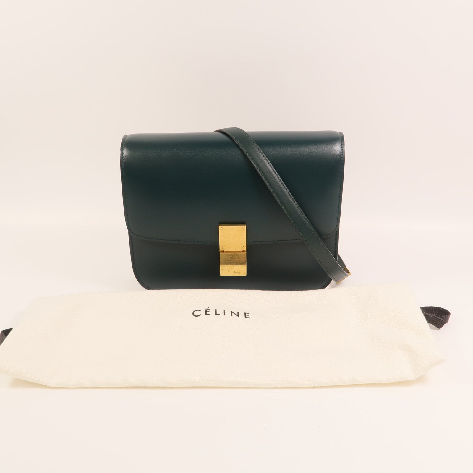 CELINE 【激減優惠】牛皮皮革Classic Box金扣肩背袋