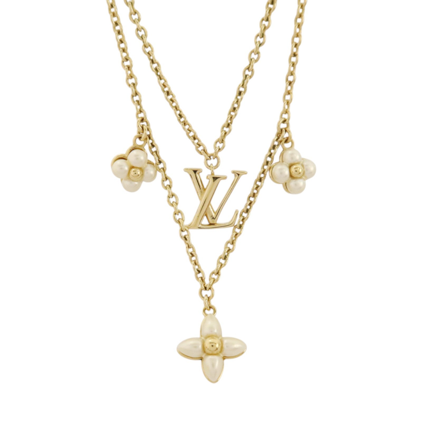 LOUIS VUITTON 金屬/PVC LV Floragram Necklace金扣項鏈