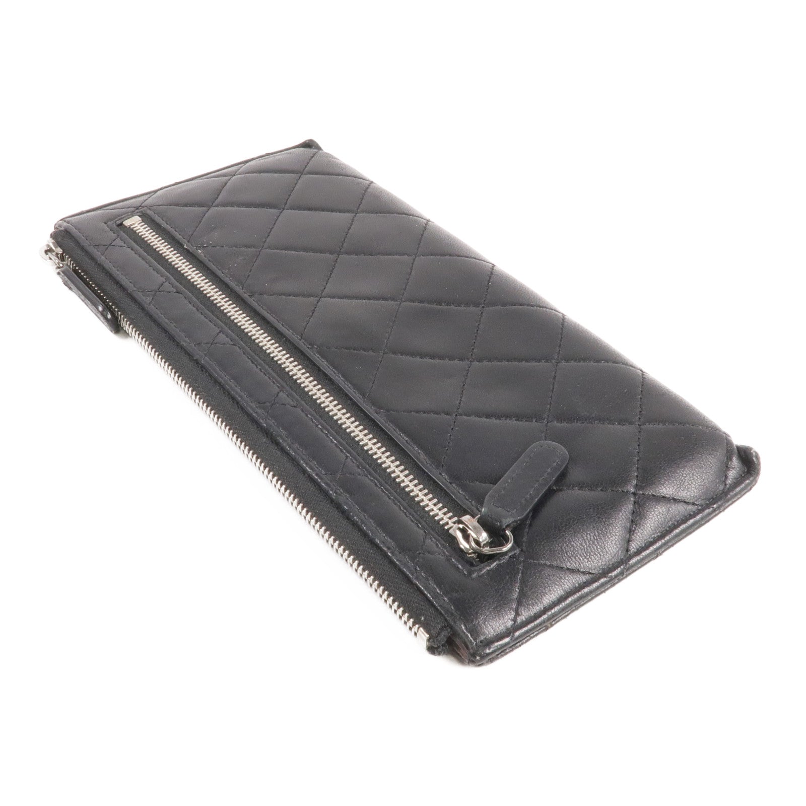 CHANEL 羊皮皮革Long Wallet/Pouch銀扣長錢包