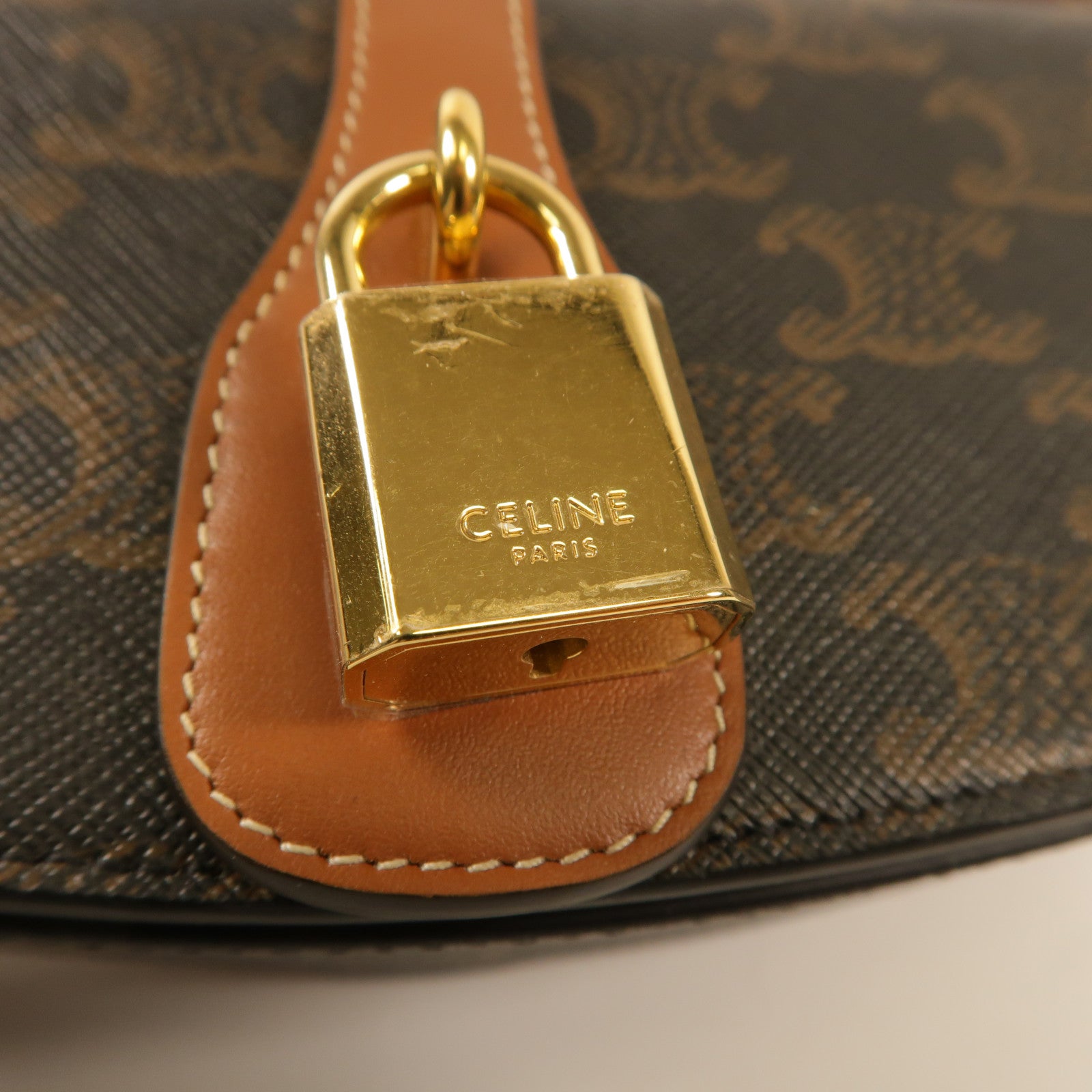 CELINE 塗層帆布Shoulder Bag金扣肩背袋